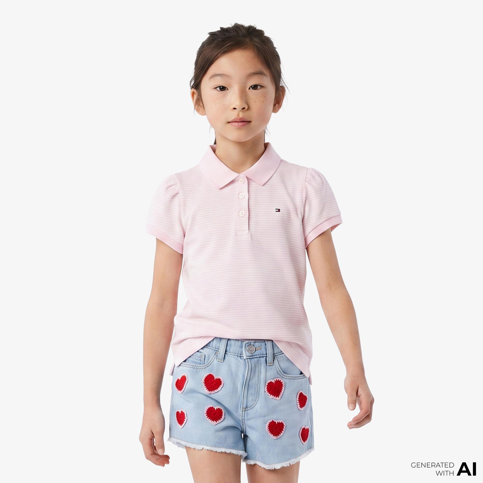 Tommy Hilfiger Little Çocuk Pembe Polo Yaka T-Shirt