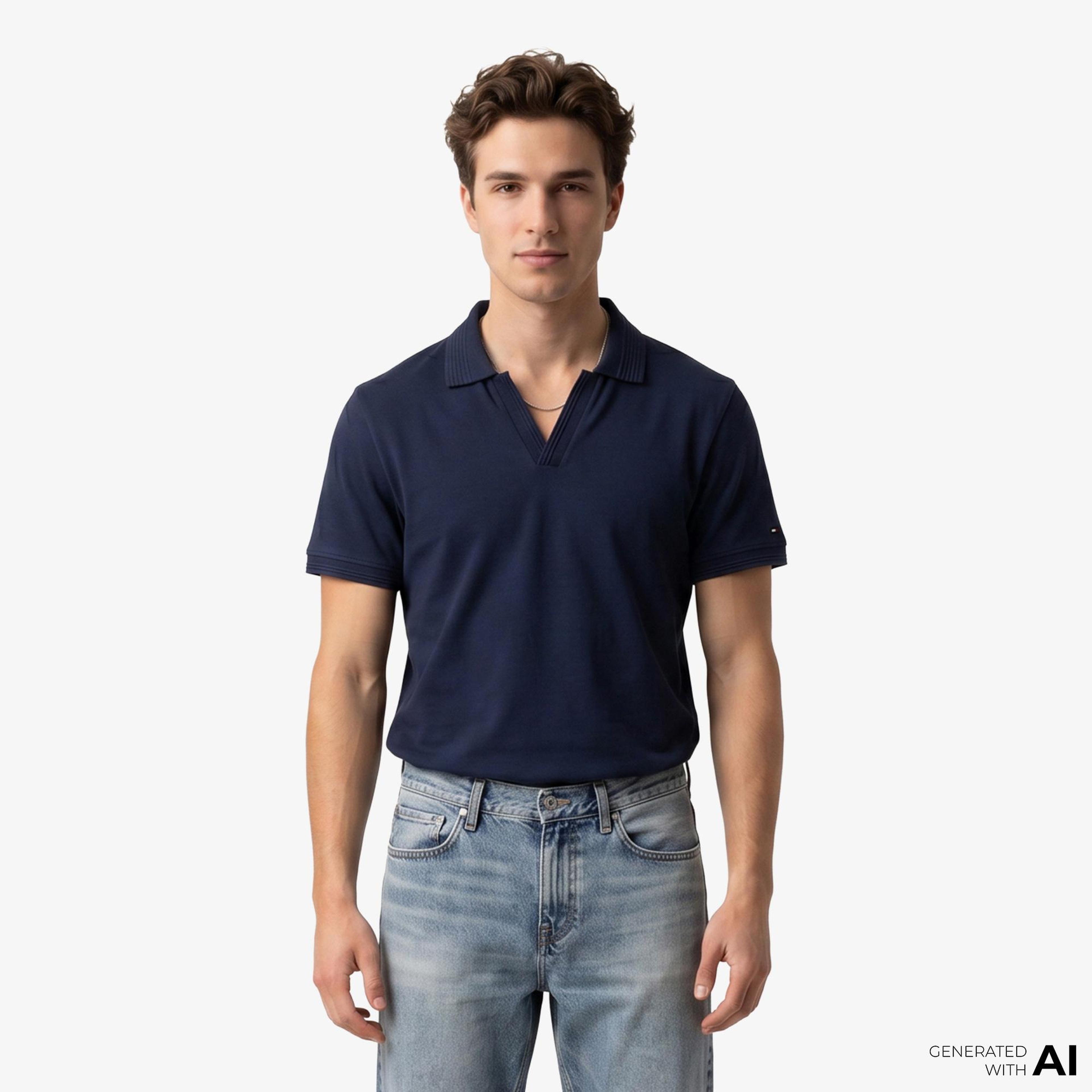 Tommy Hilfiger Erkek Lacivert Polo Yaka T-Shirt