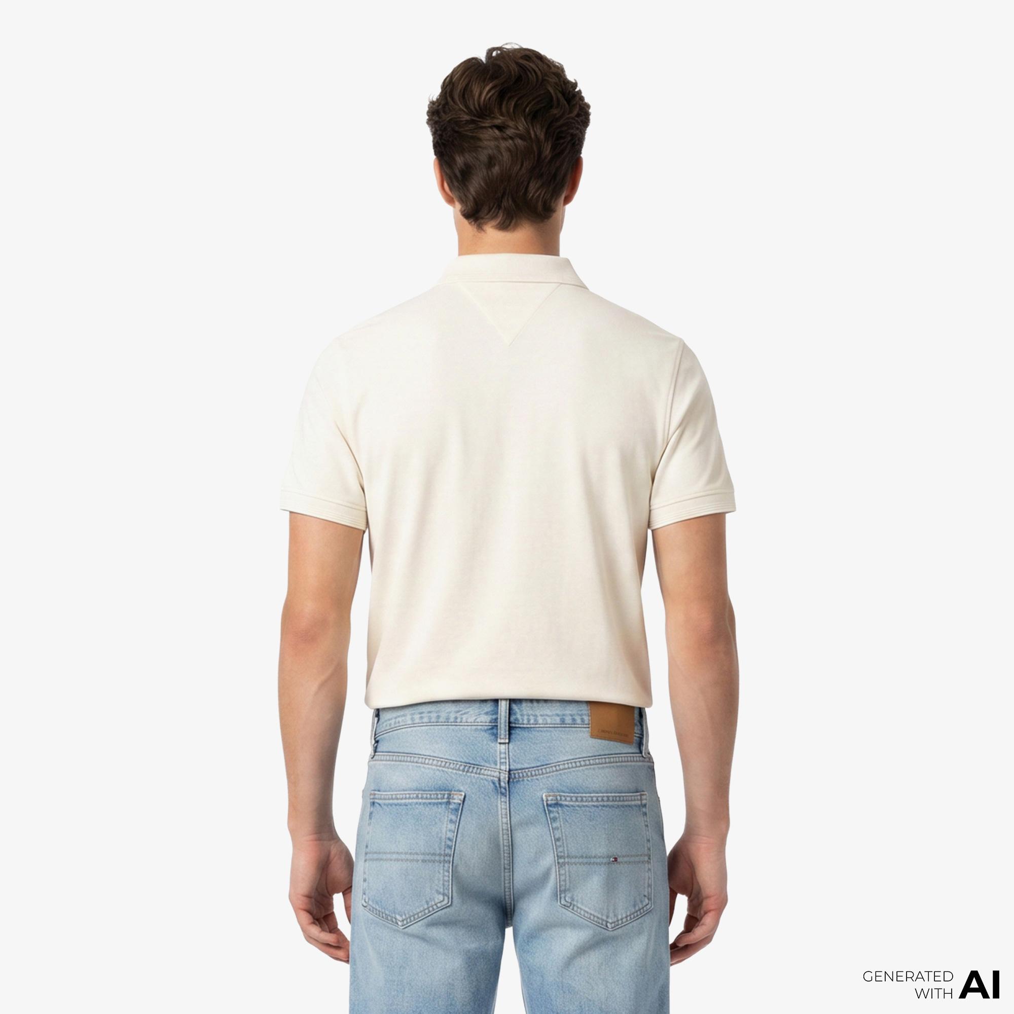 Tommy Hilfiger Erkek Krem Rengi Polo Yaka T-Shirt