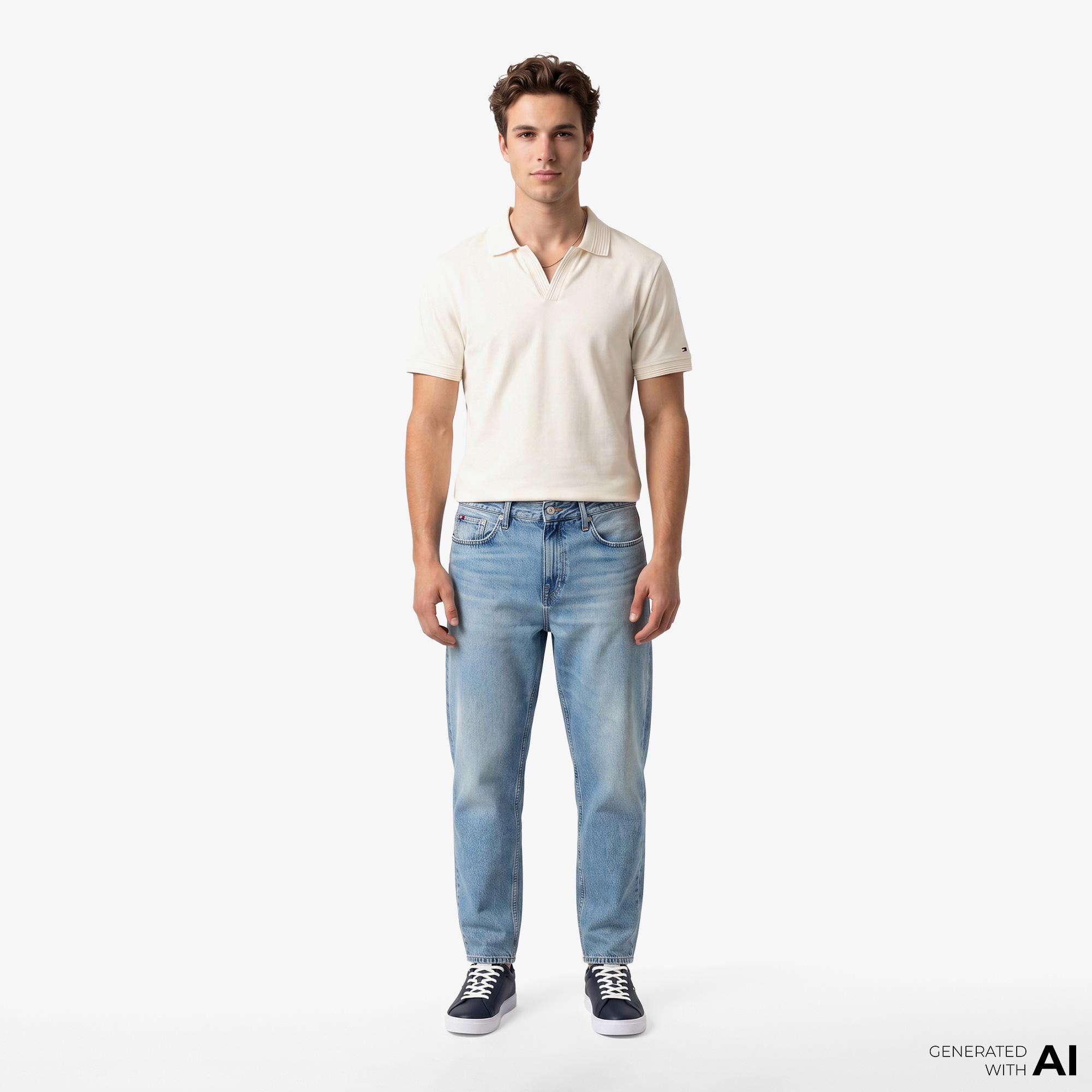 Tommy Hilfiger Erkek Krem Rengi Polo Yaka T-Shirt