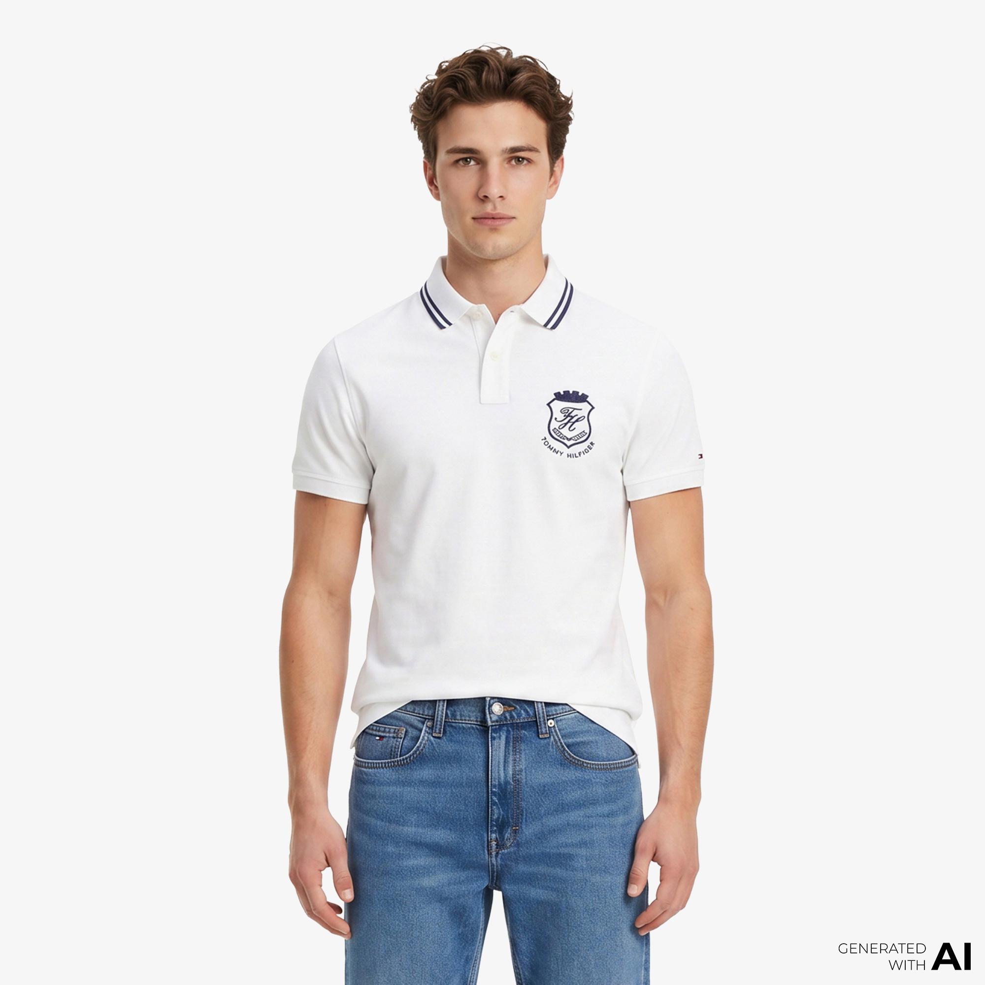 Tommy Hilfiger Country Club Erkek Beyaz Polo Yaka T-Shirt
