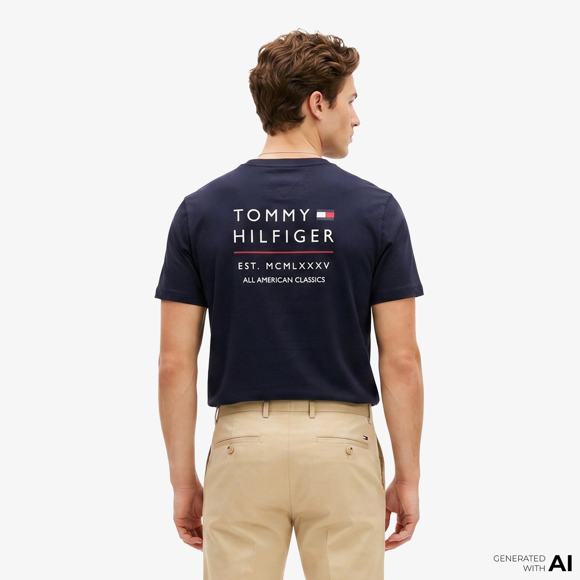 Tommy Hilfiger Brand Love Erkek Lacivert T-Shirt