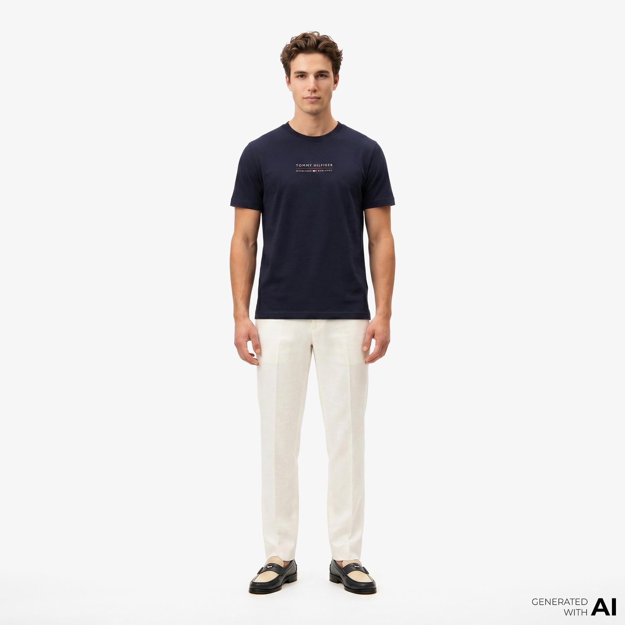 Tommy Hilfiger Brand Love Erkek Lacivert T-Shirt