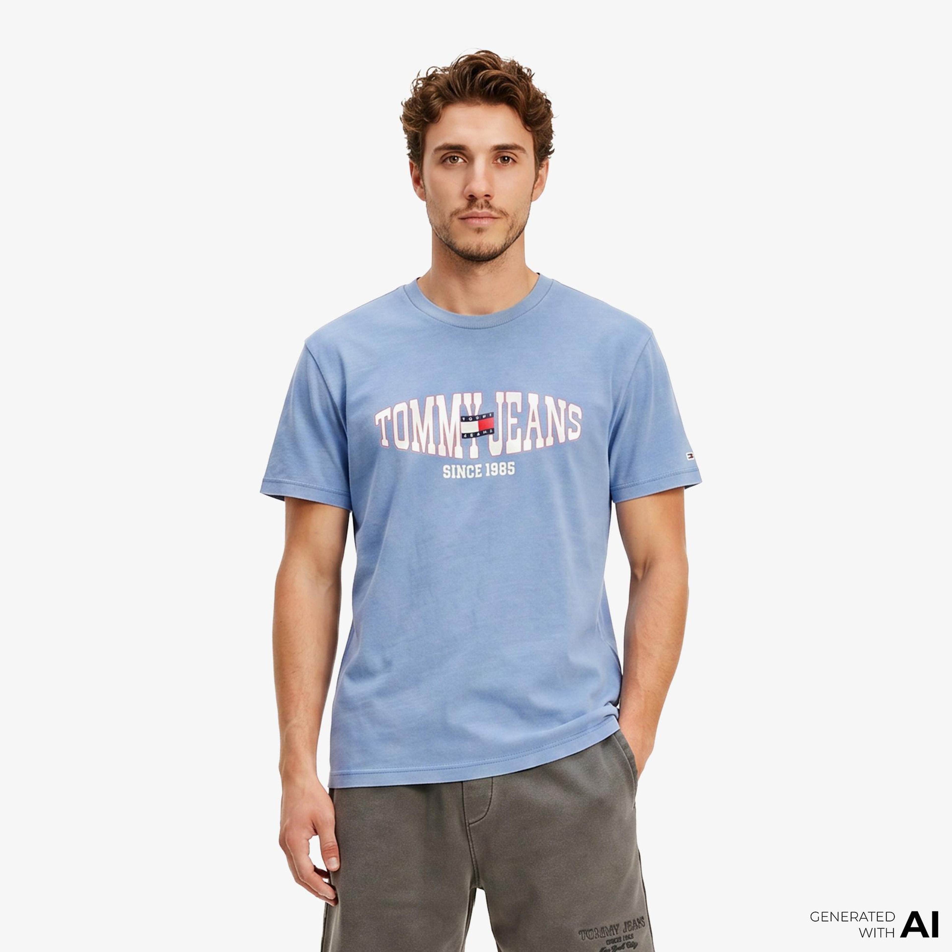 Tommy Hilfiger Dna Graphics Erkek Mavi T-Shirt