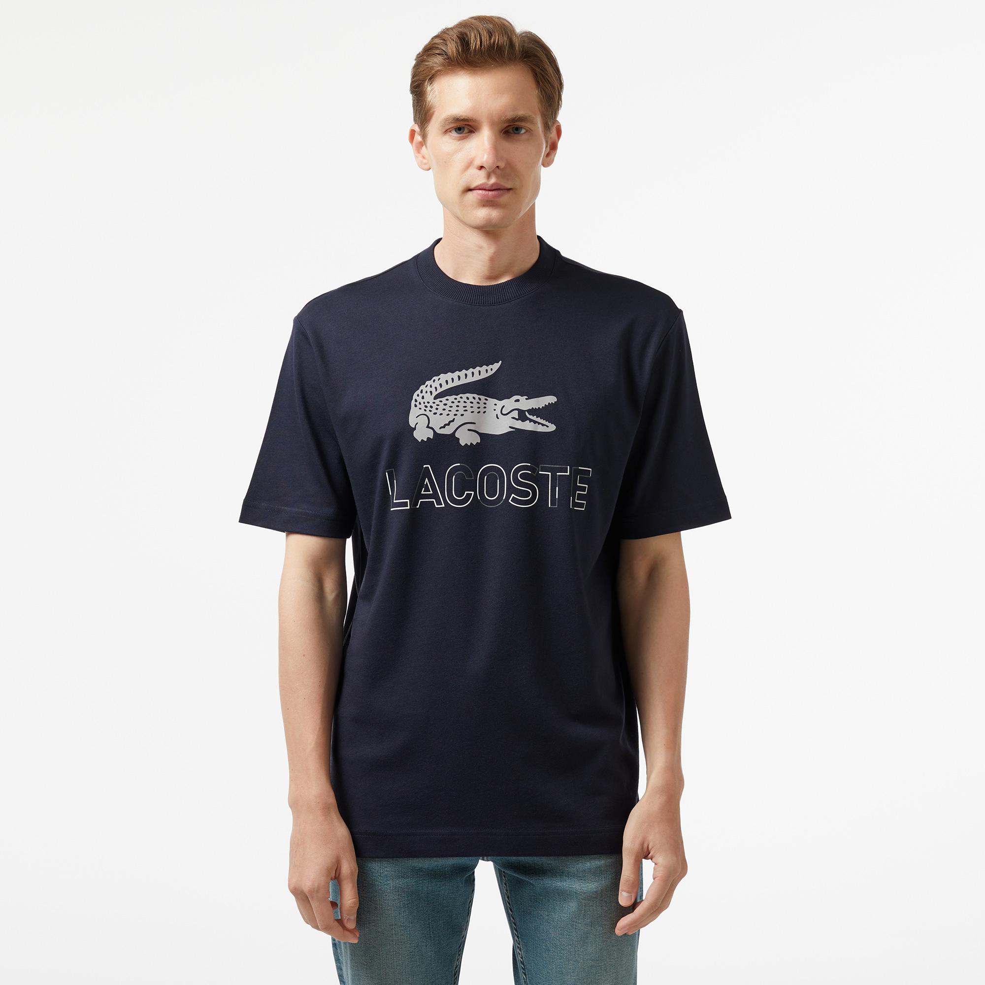 Lacoste Erkek Regular Fit Bisiklet Yaka Baskılı Lacivert T-Shirt