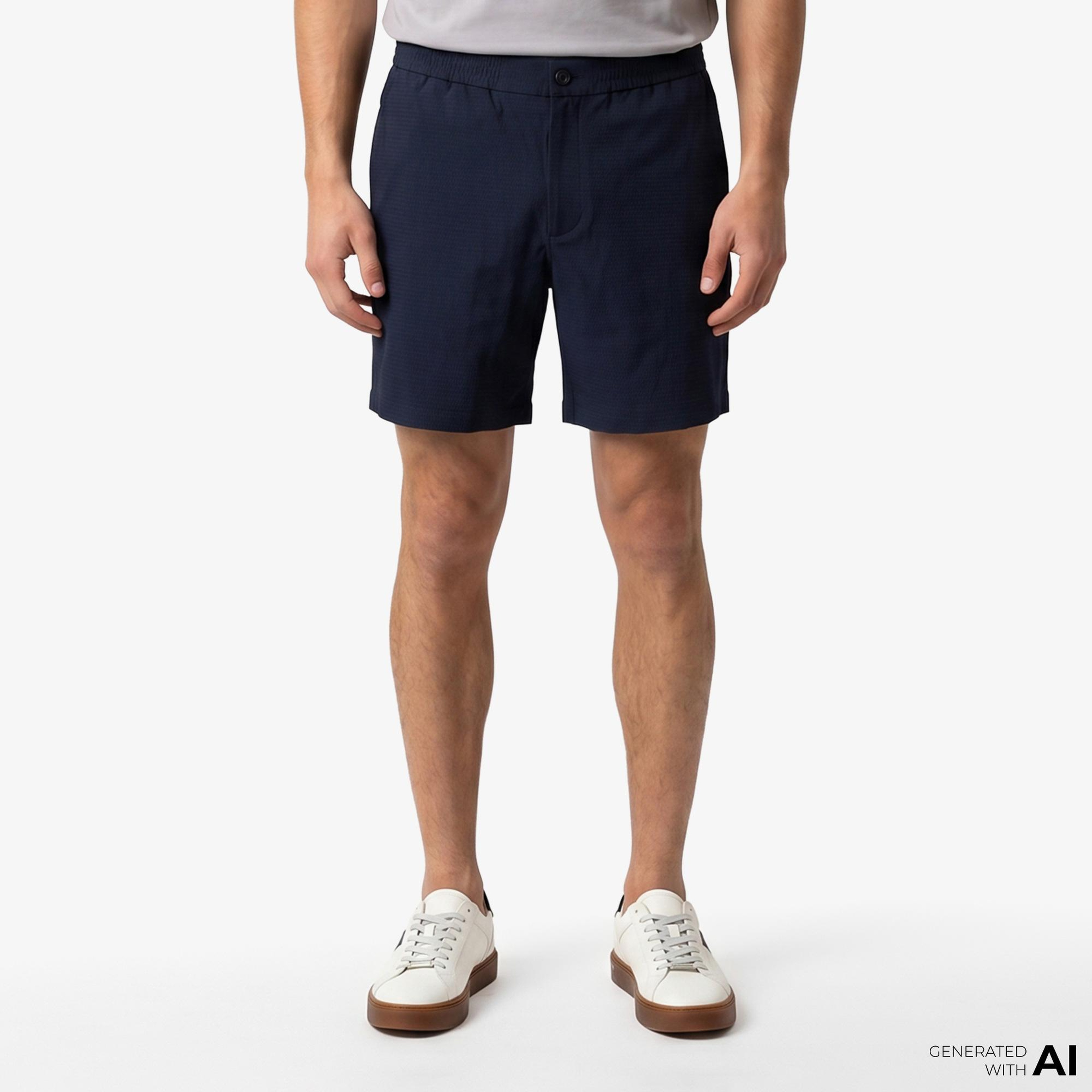 Calvin Klein Straight Seersucker Elastic Erkek Mavi Şort