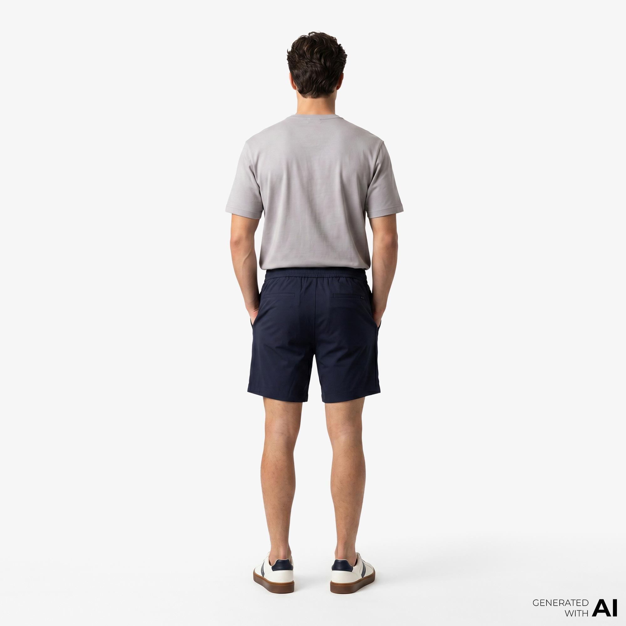 Calvin Klein Straight Seersucker Elastic Erkek Mavi Şort