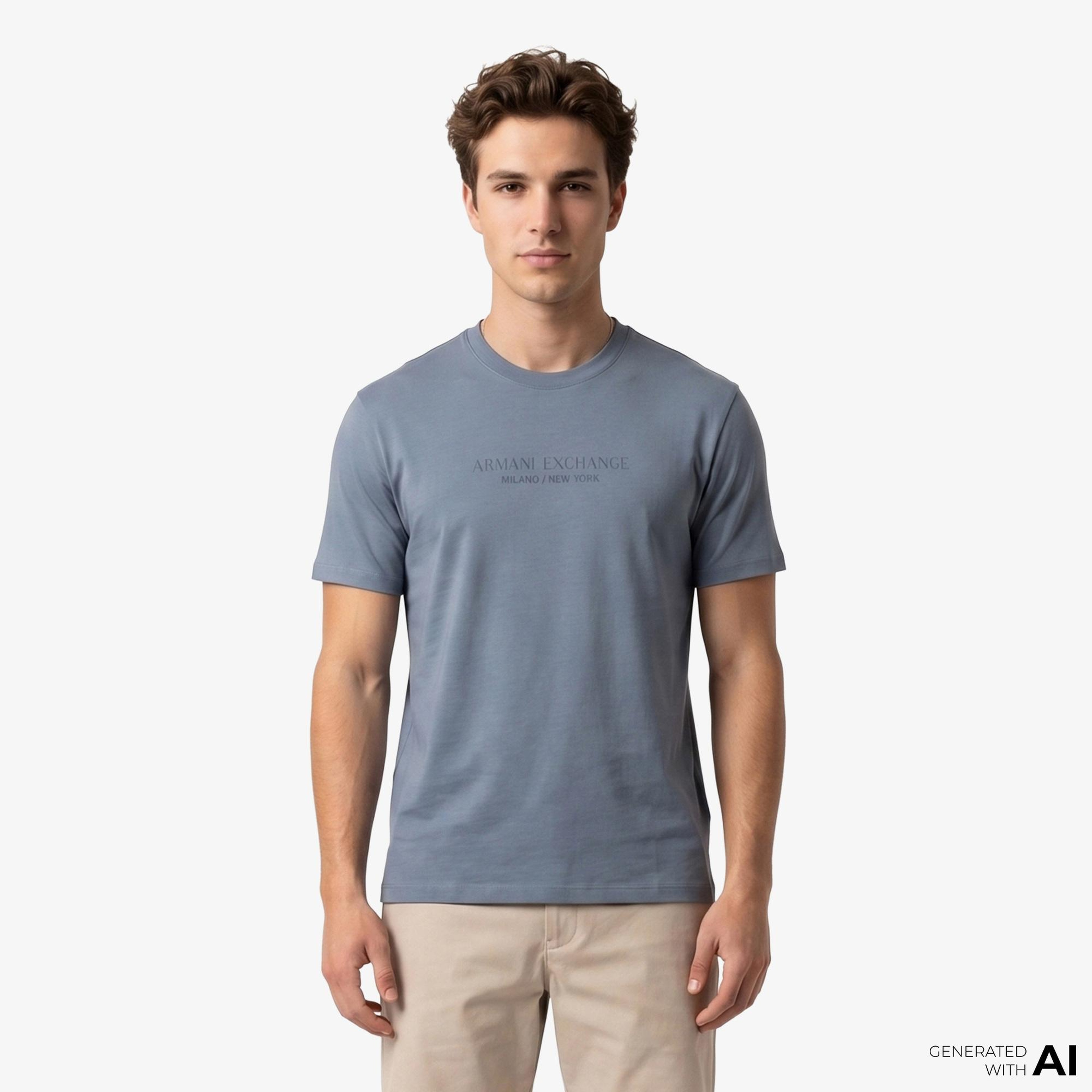 Armani Exchange Erkek Mavi T-Shirt