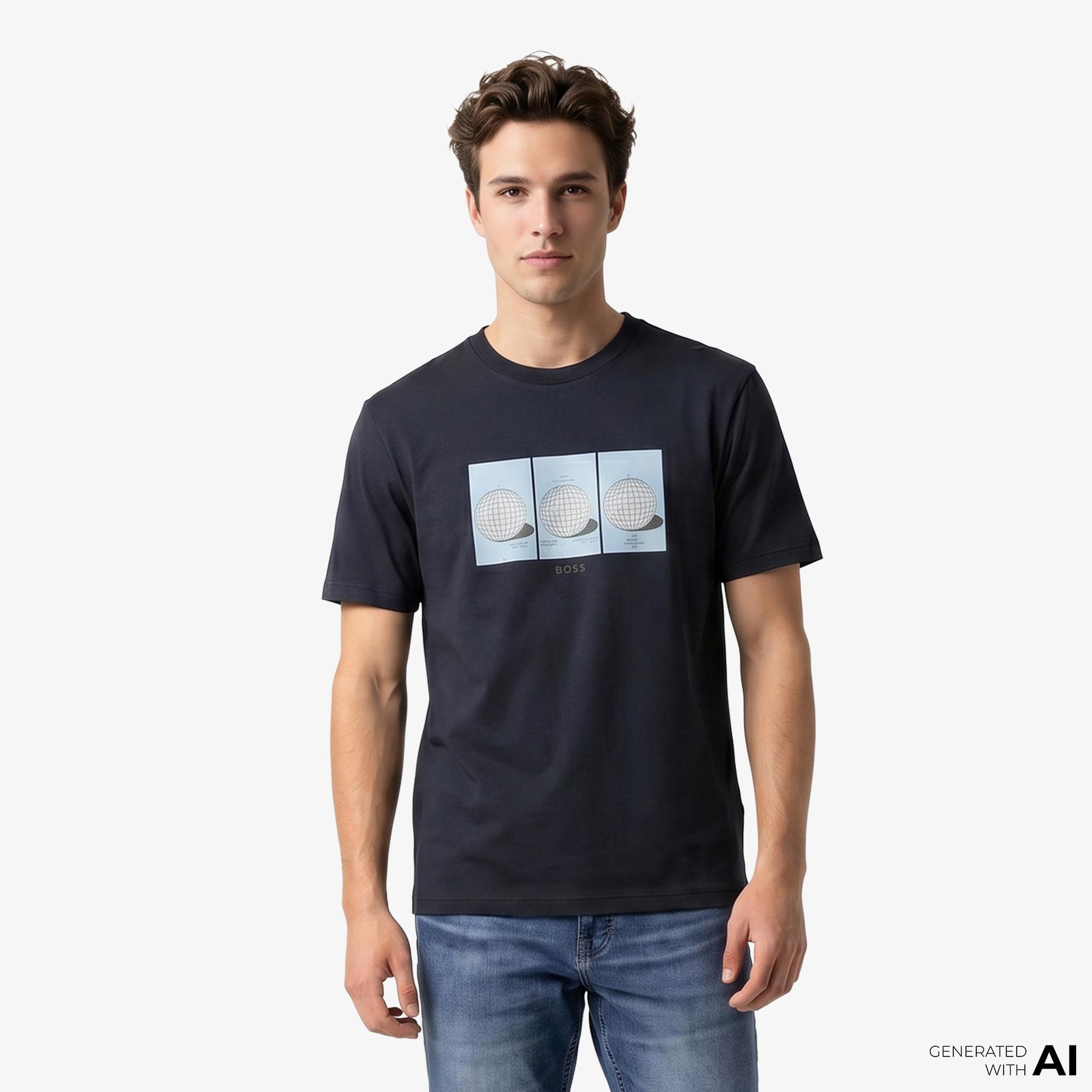 Boss Terrace Photo Erkek Lacivert T-Shirt
