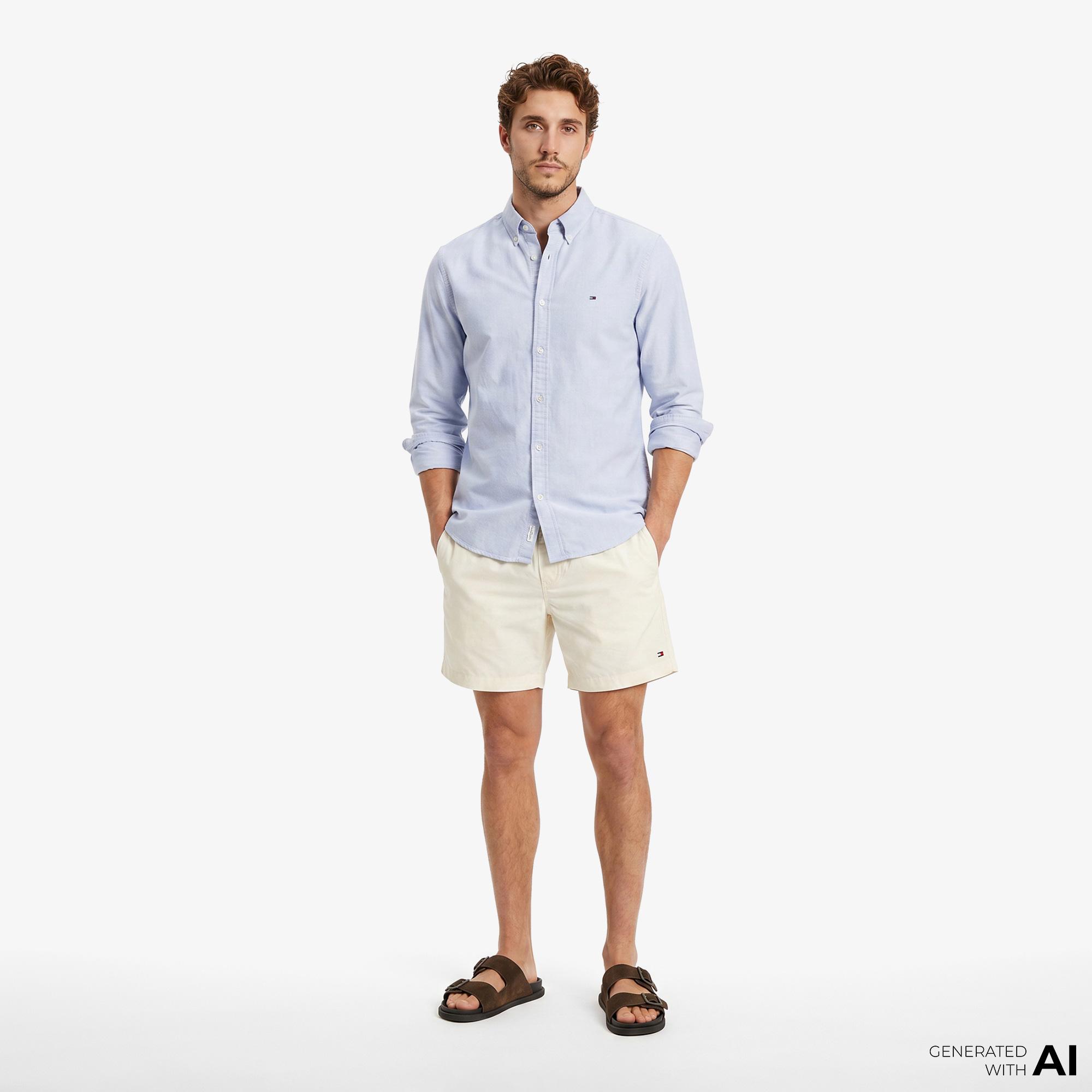 Tommy Hilfiger Oxford Erkek Mavi Gömlek