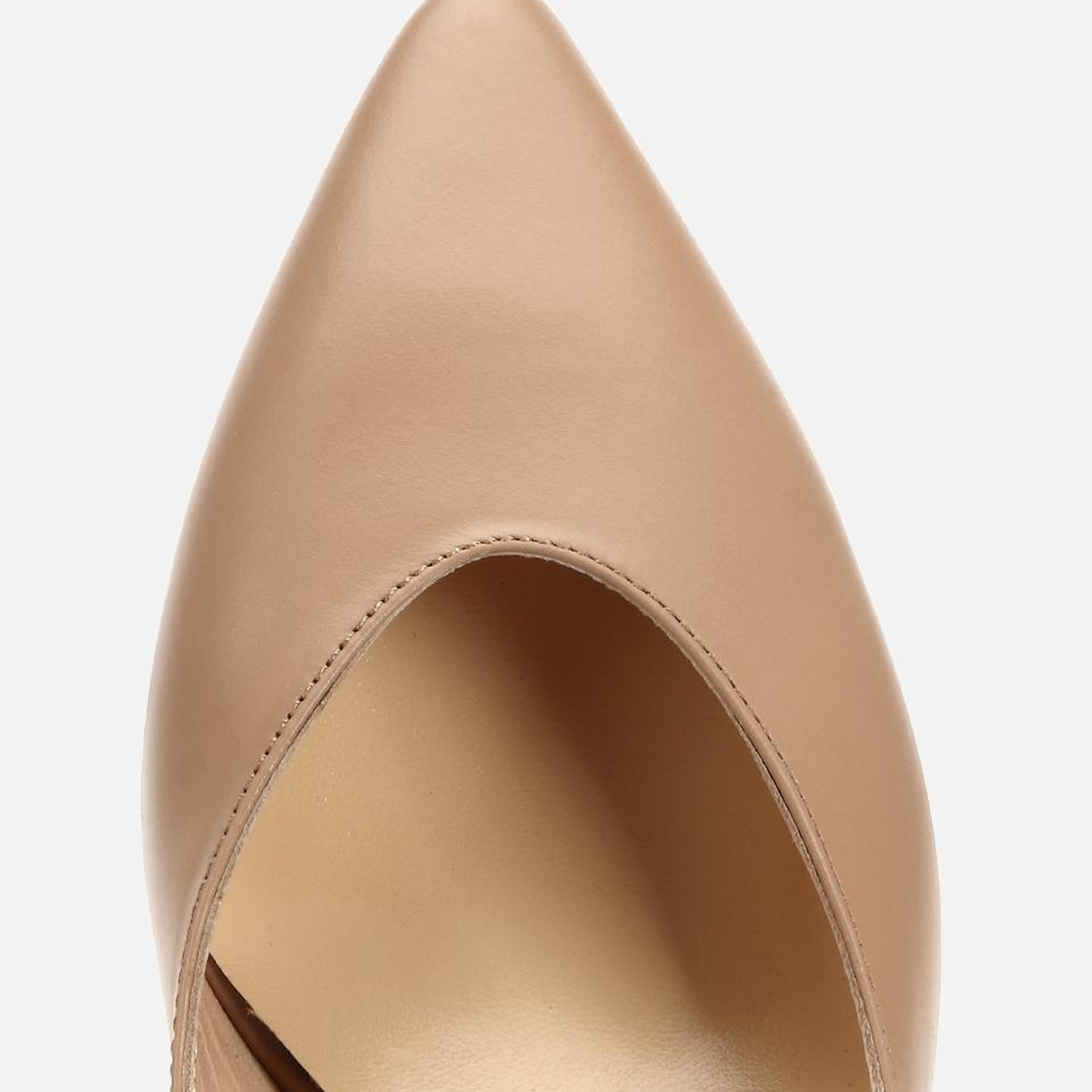 Kadın Deri Bej Kısa Topuklu Stiletto