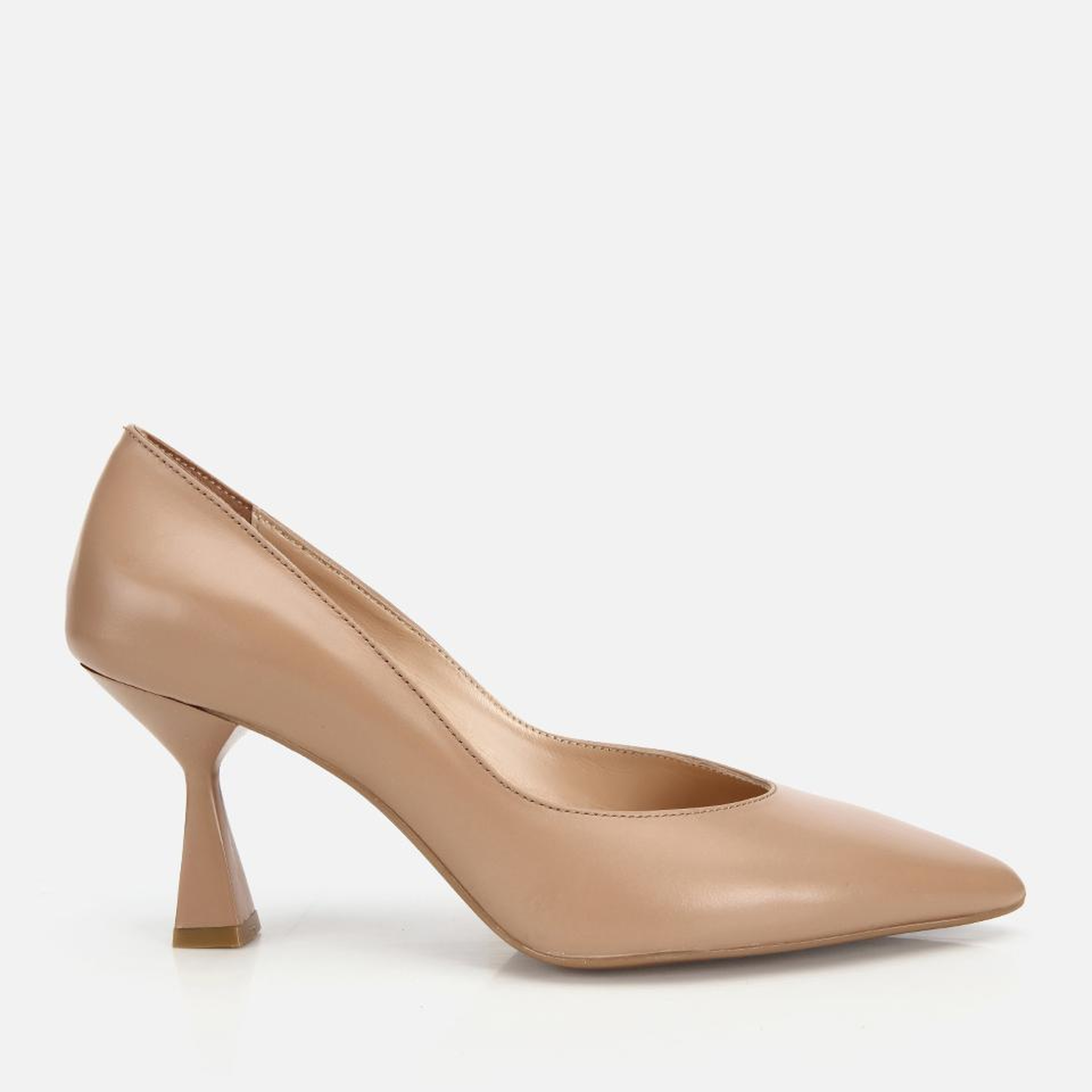 Kadın Deri Bej Kısa Topuklu Stiletto