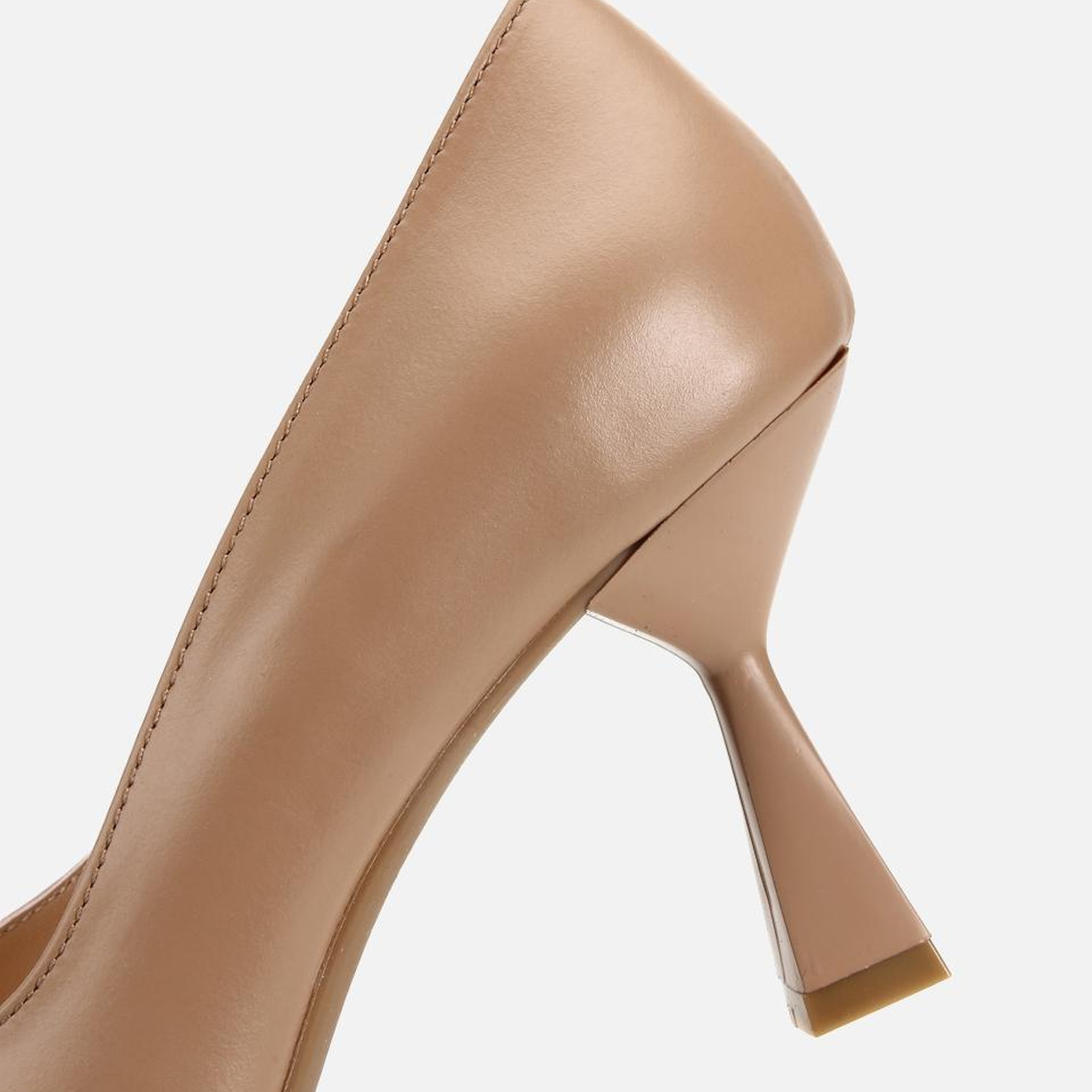 Kadın Deri Bej Kısa Topuklu Stiletto
