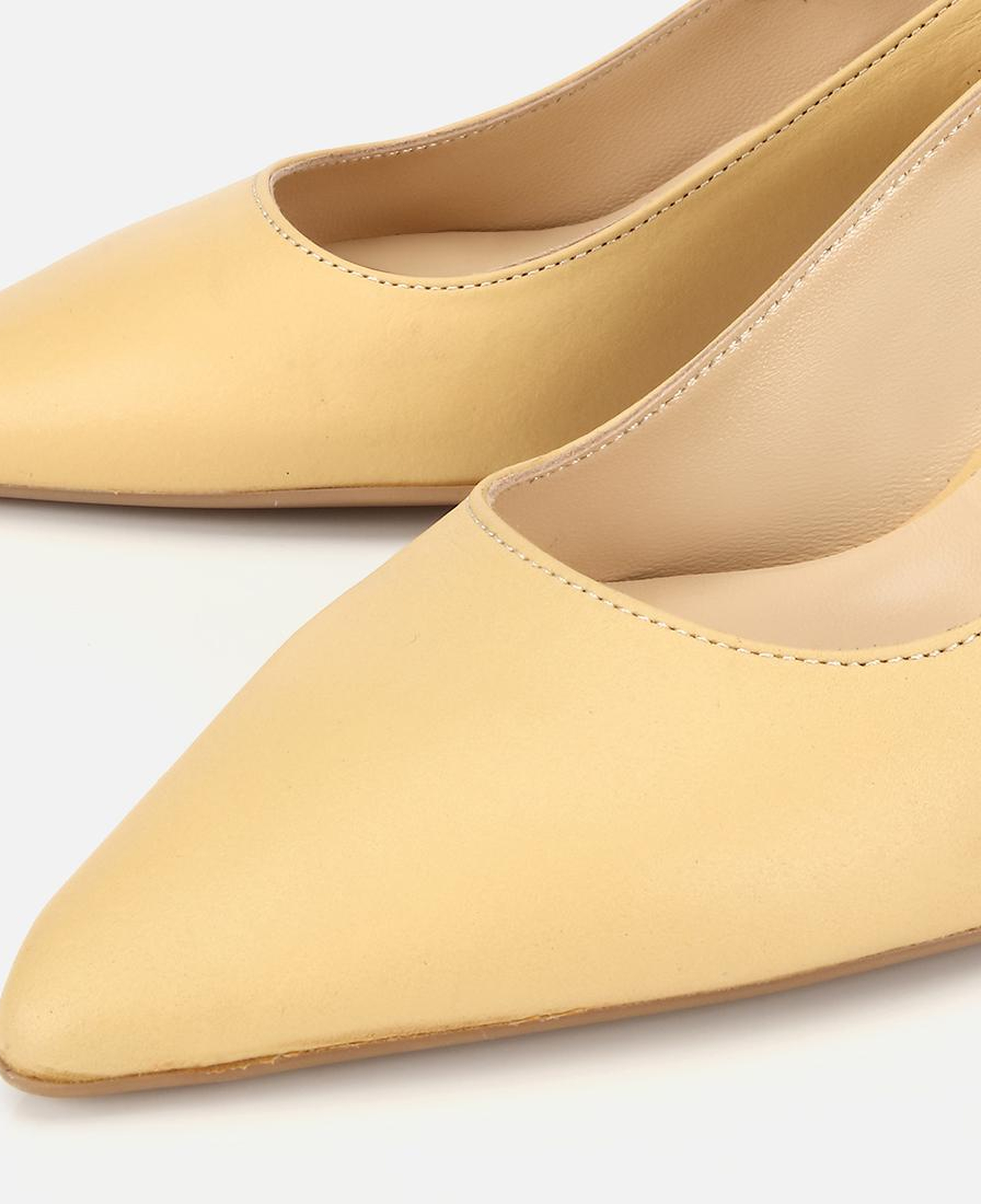 Kadın Deri Sarı Kısa Topuklu Stiletto