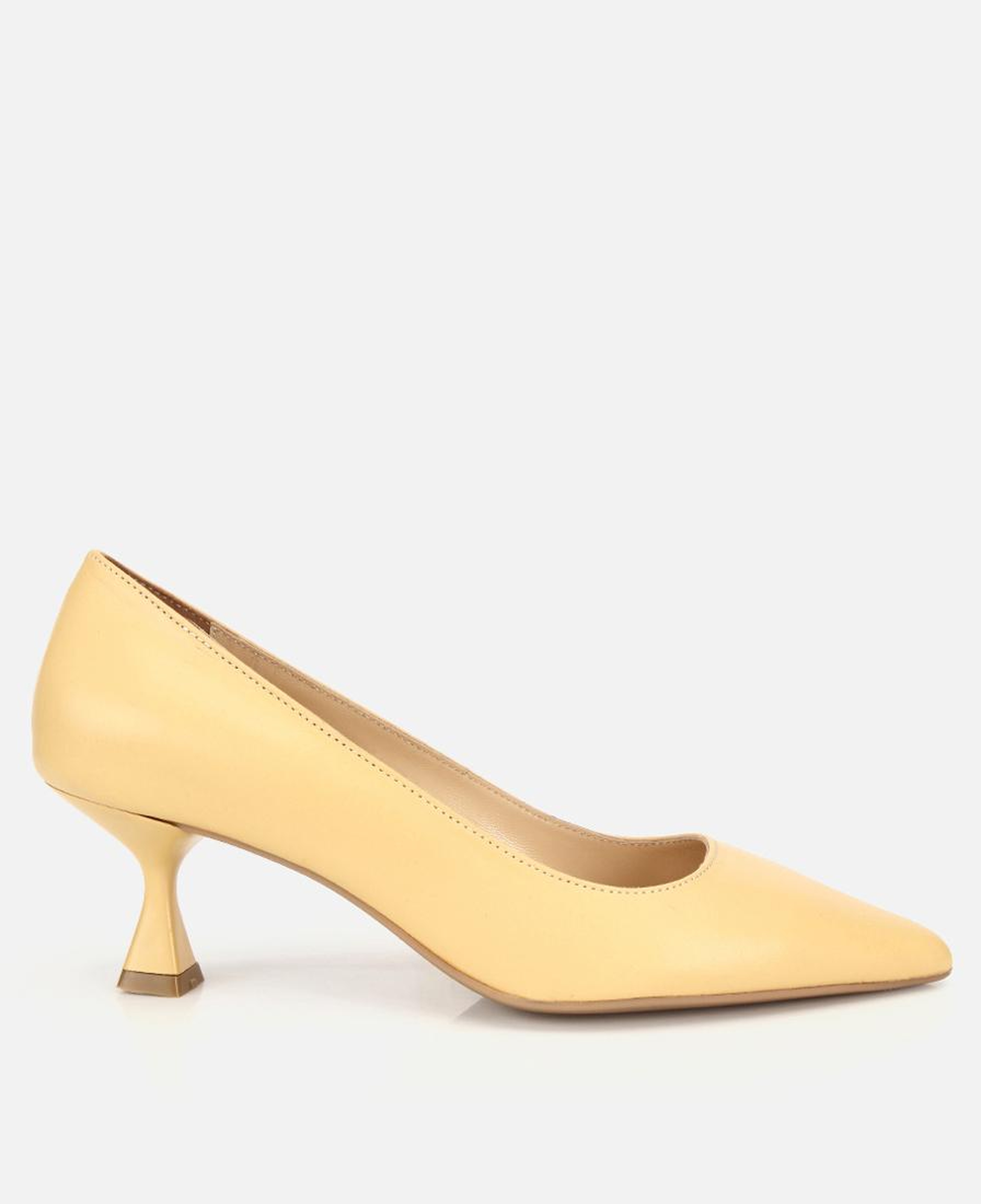Kadın Deri Sarı Kısa Topuklu Stiletto