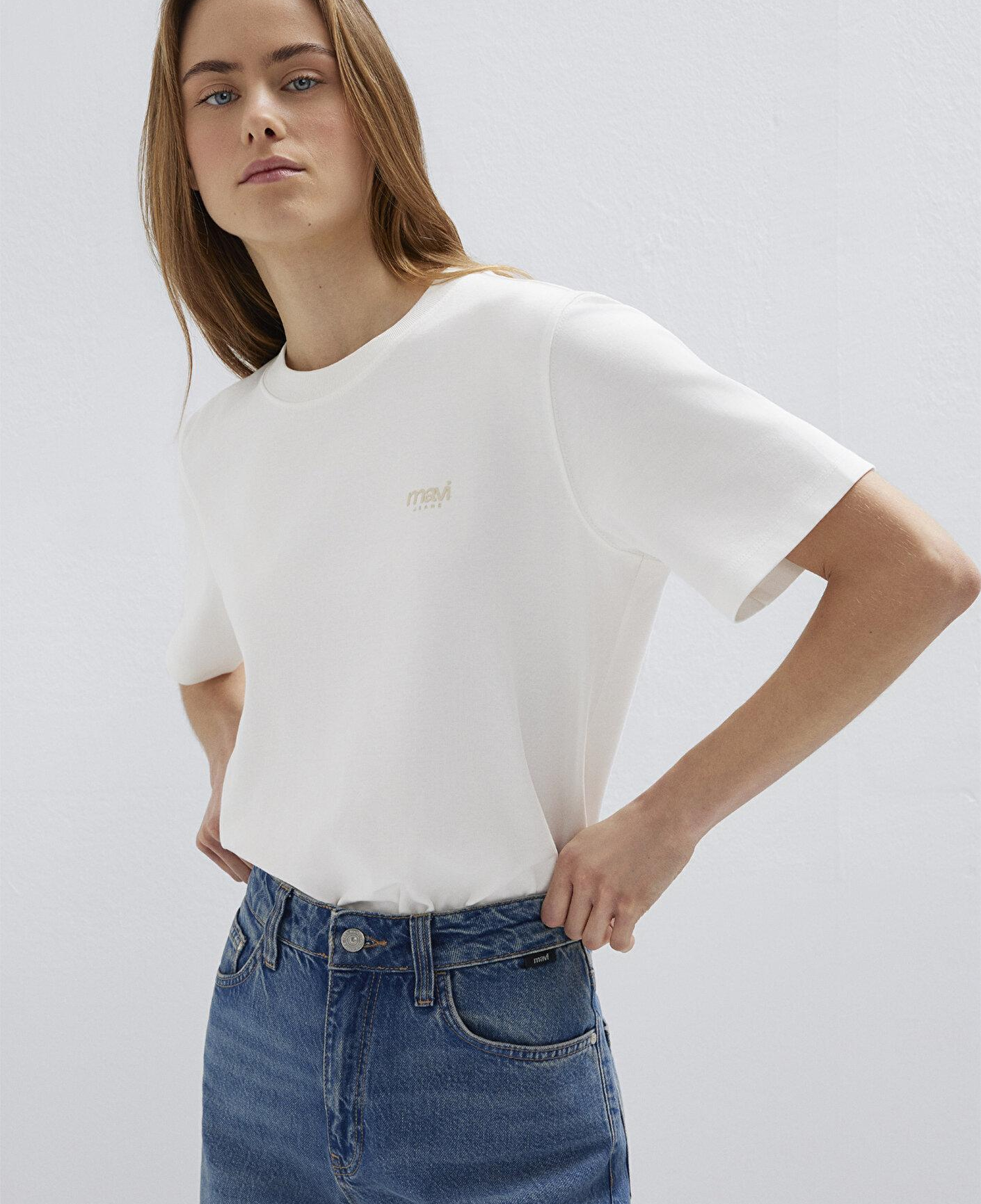 Mavi Mavi Jeans Baskılı Ekru Tişört Regular Fit / Normal Kesim 1613804-80194