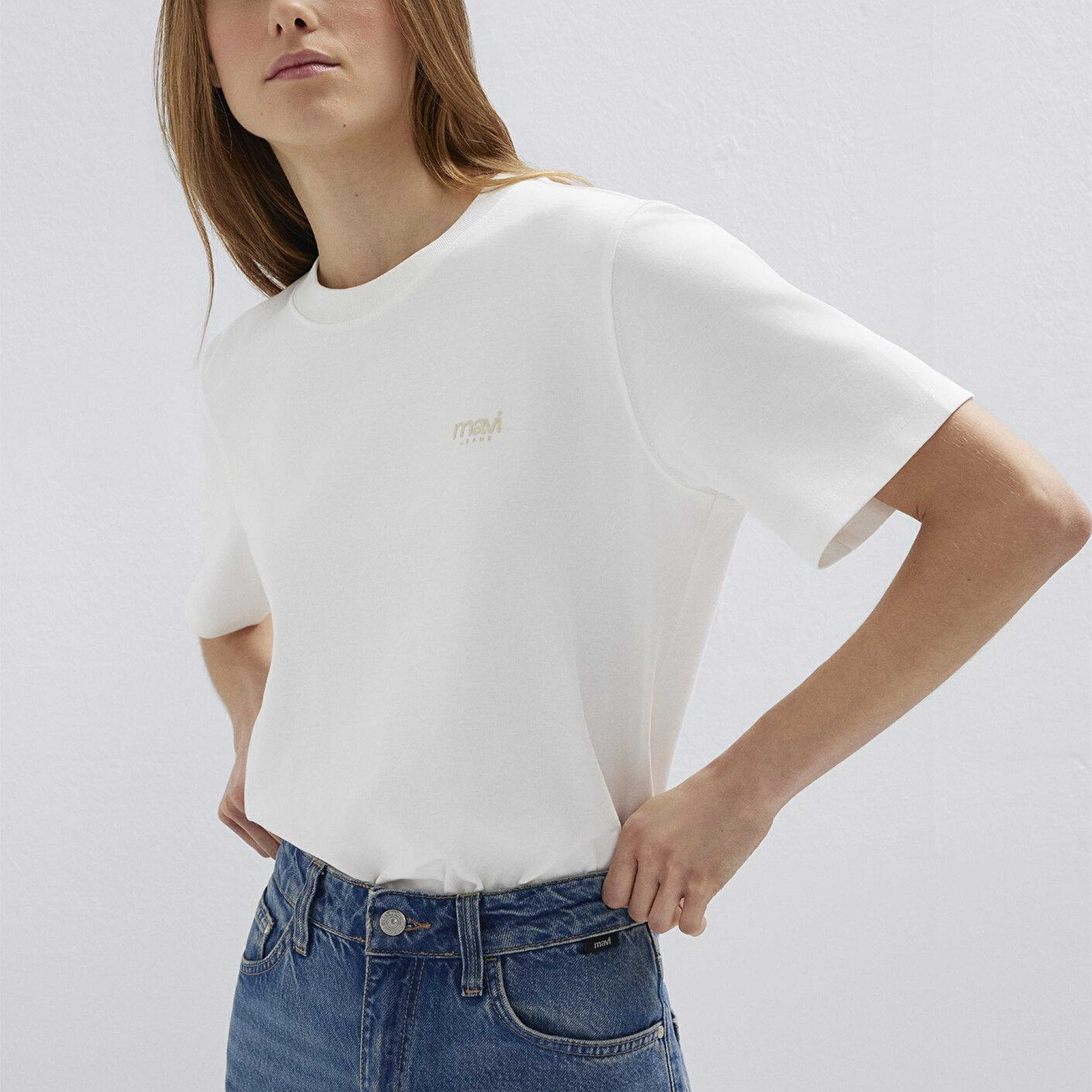 Mavi Mavi Jeans Baskılı Ekru Tişört Regular Fit / Normal Kesim 1613804-80194