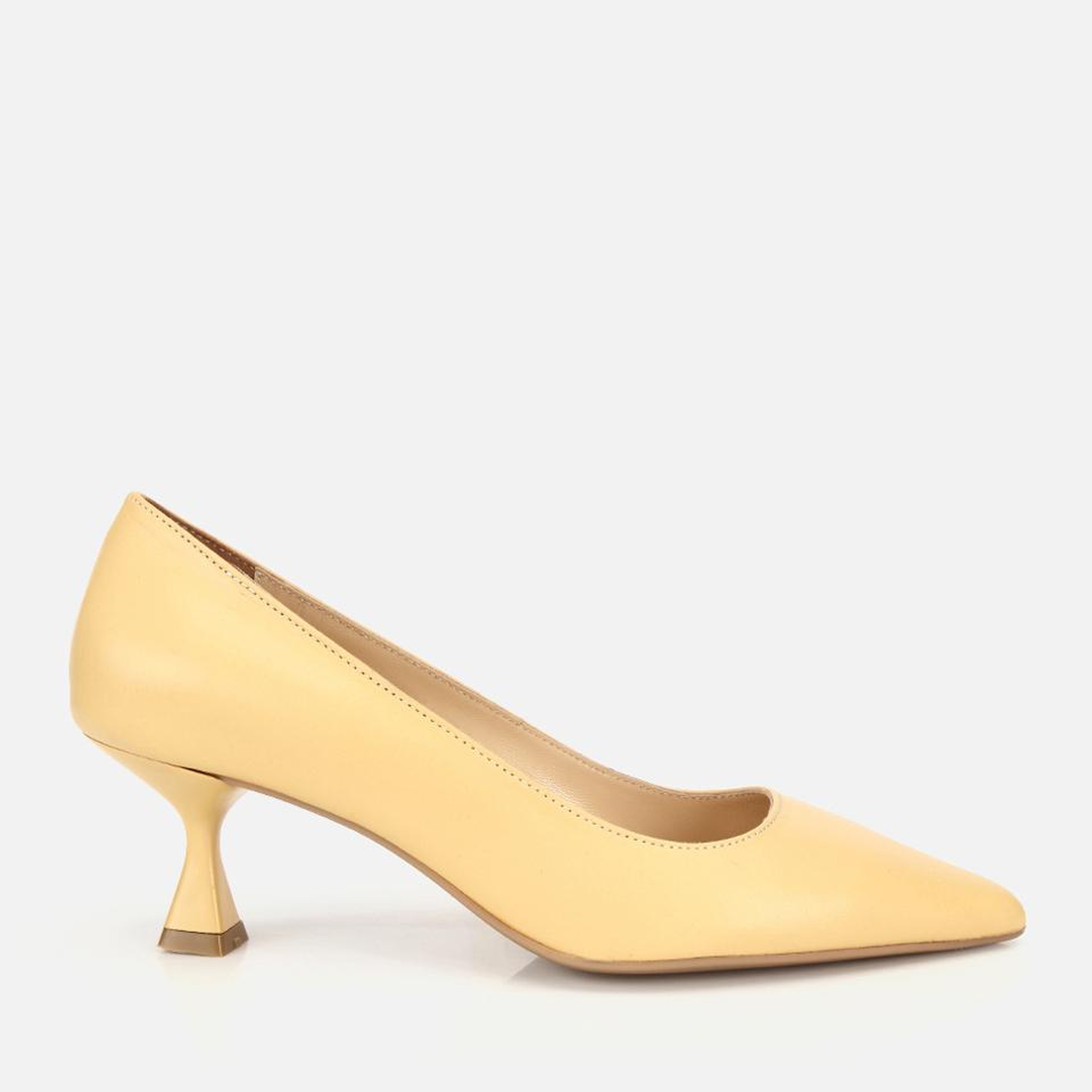Kadın Deri Sarı Kısa Topuklu Stiletto