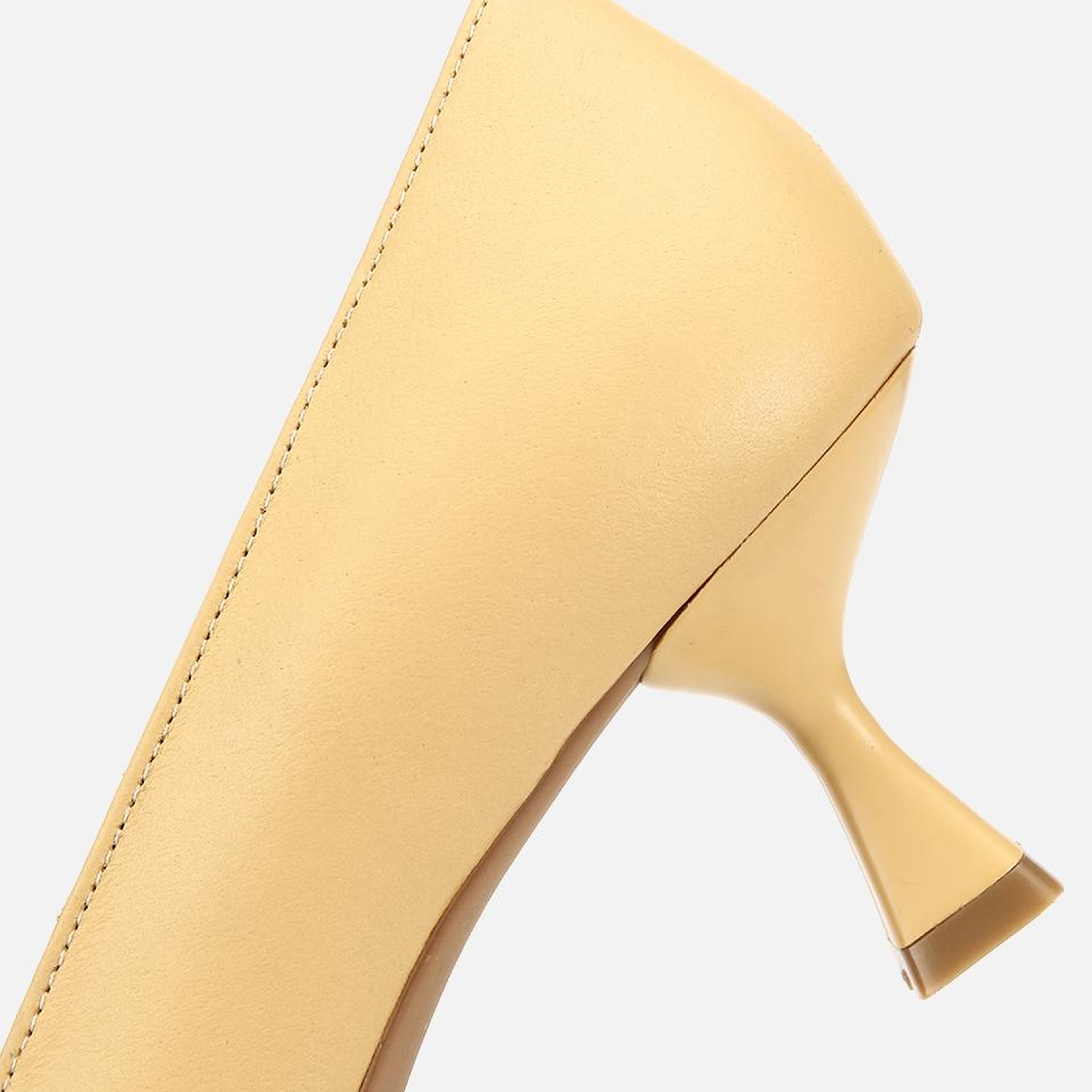 Kadın Deri Sarı Kısa Topuklu Stiletto