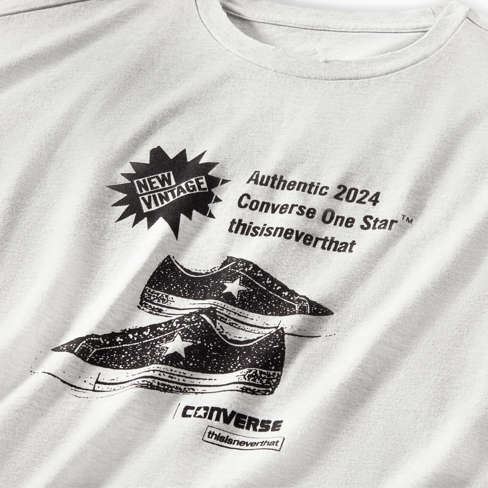 Converse Classic Unisex Baskılı Gri T-Shirt