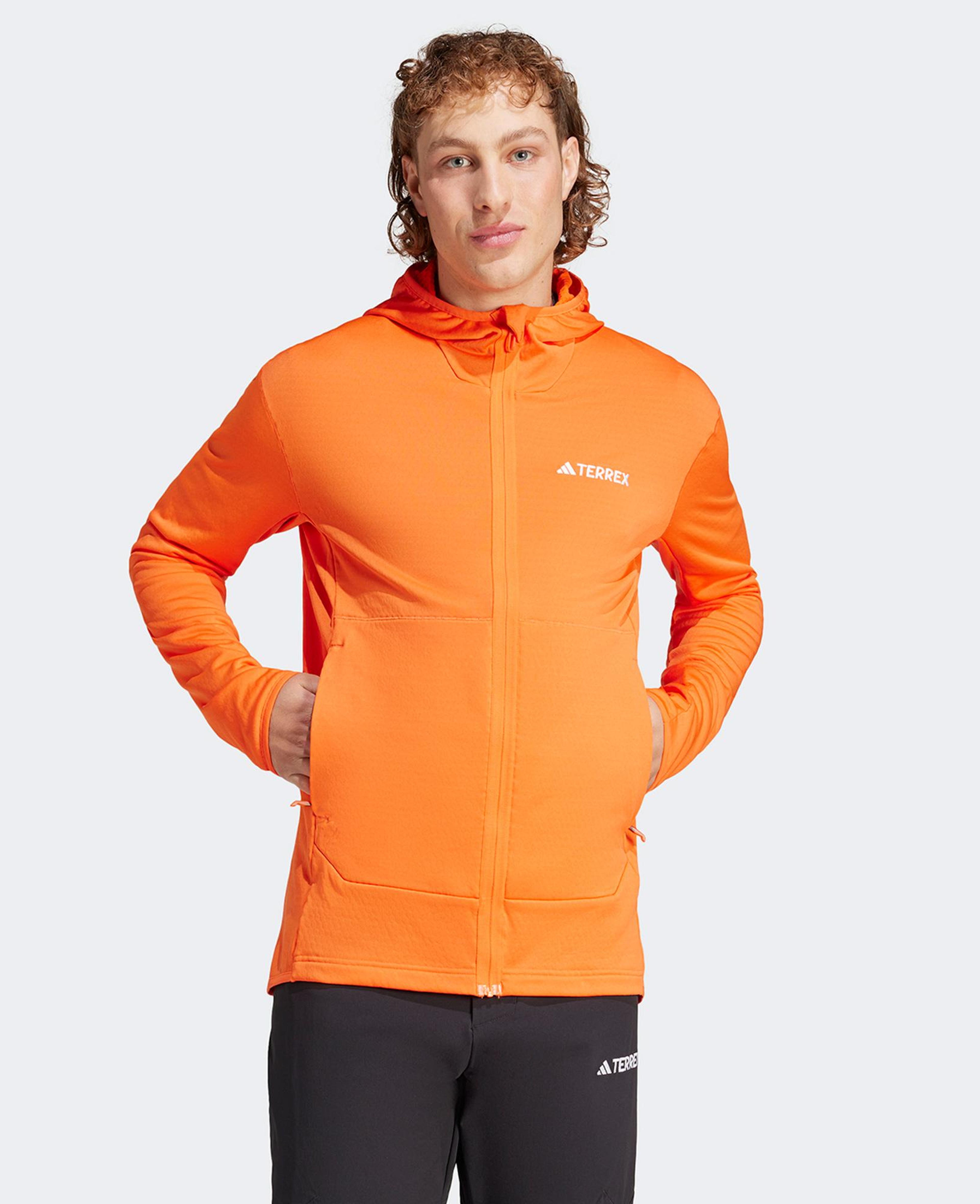 adidas Terrex Light Fleece Full Zip Kapüşonlu Erkek Turuncu Günlük Sweatshirt