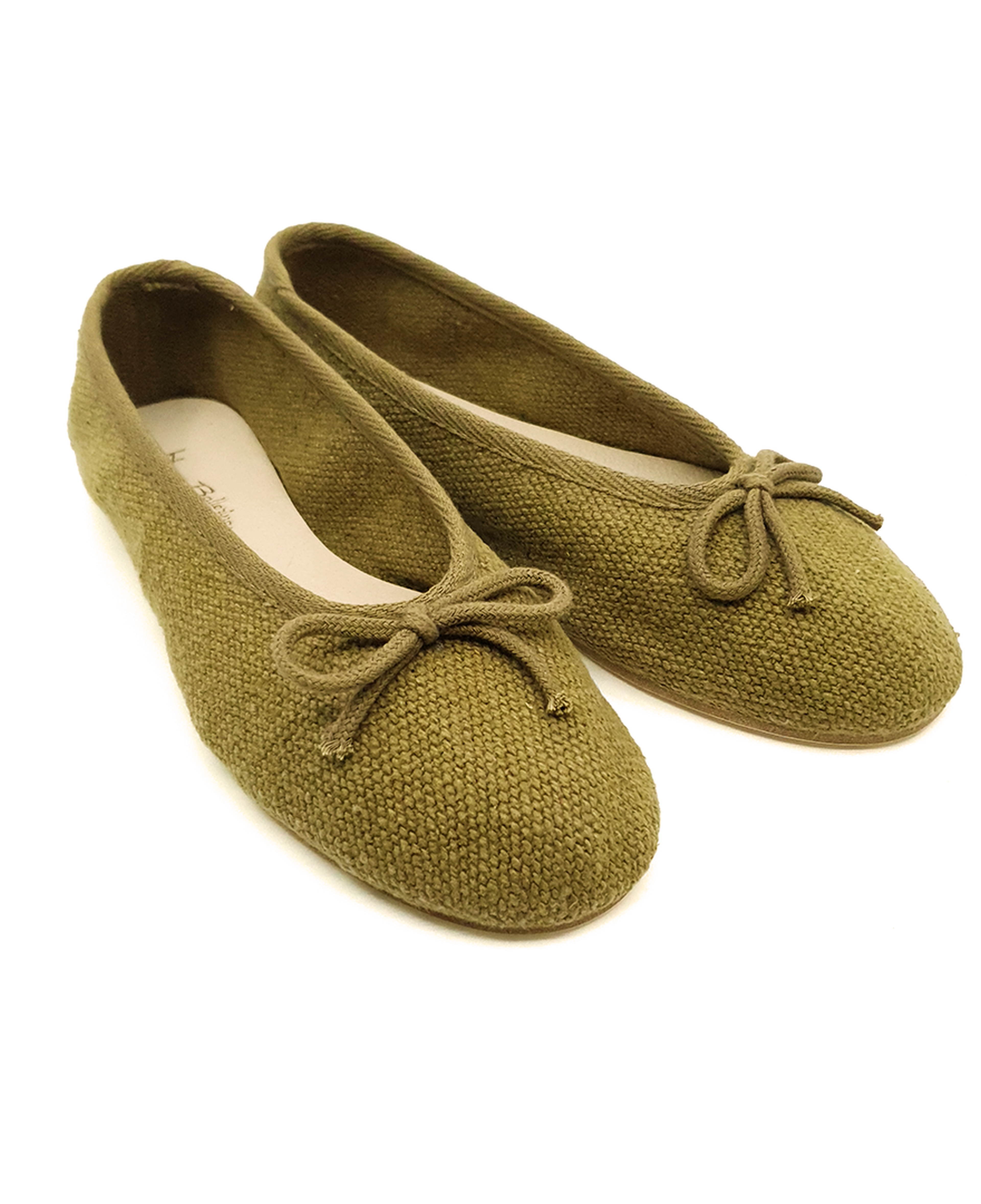 Athena - Yeşil Koton Kumaş Barefoot Babet Ayakkabı