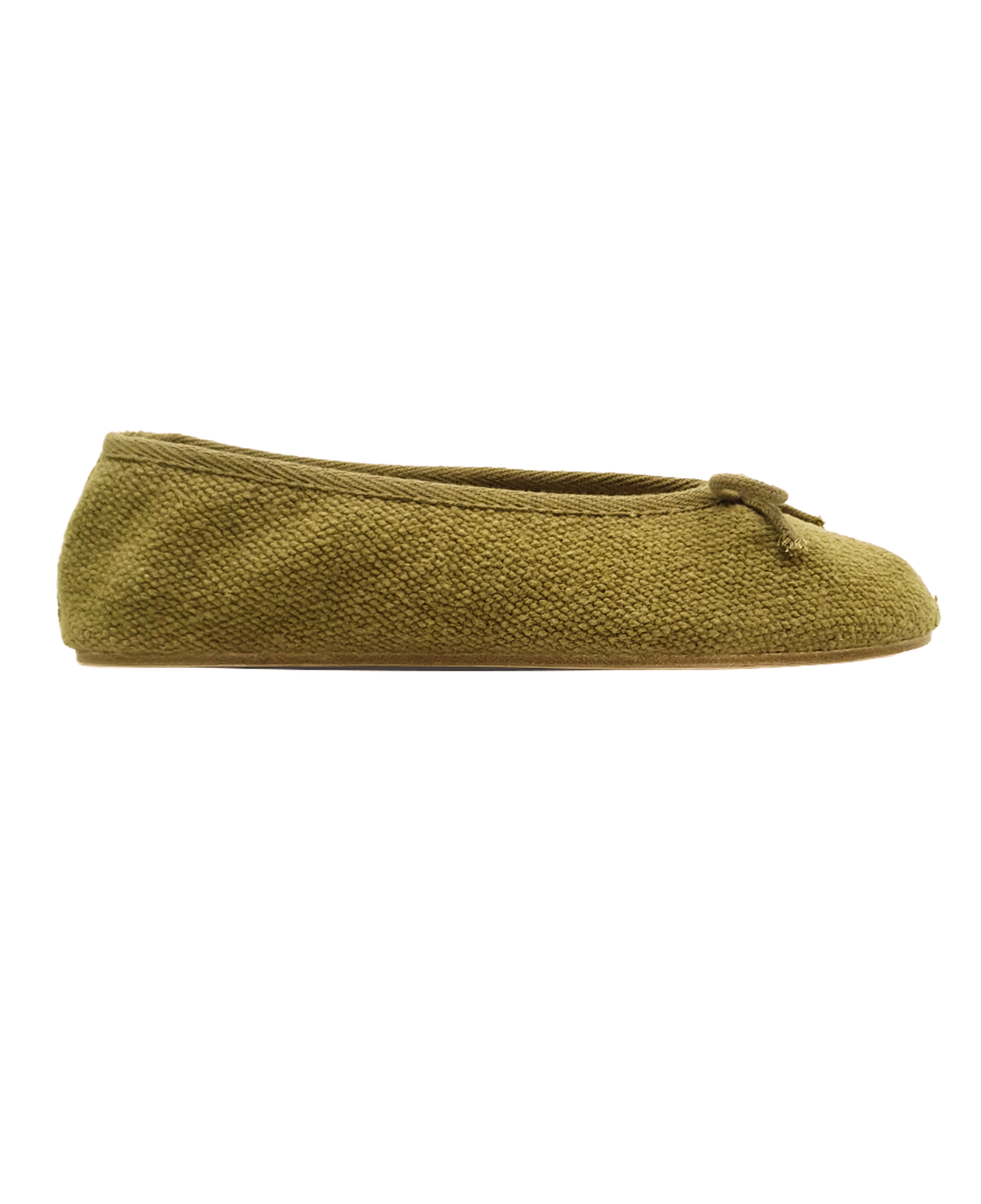 Athena - Yeşil Koton Kumaş Barefoot Babet Ayakkabı