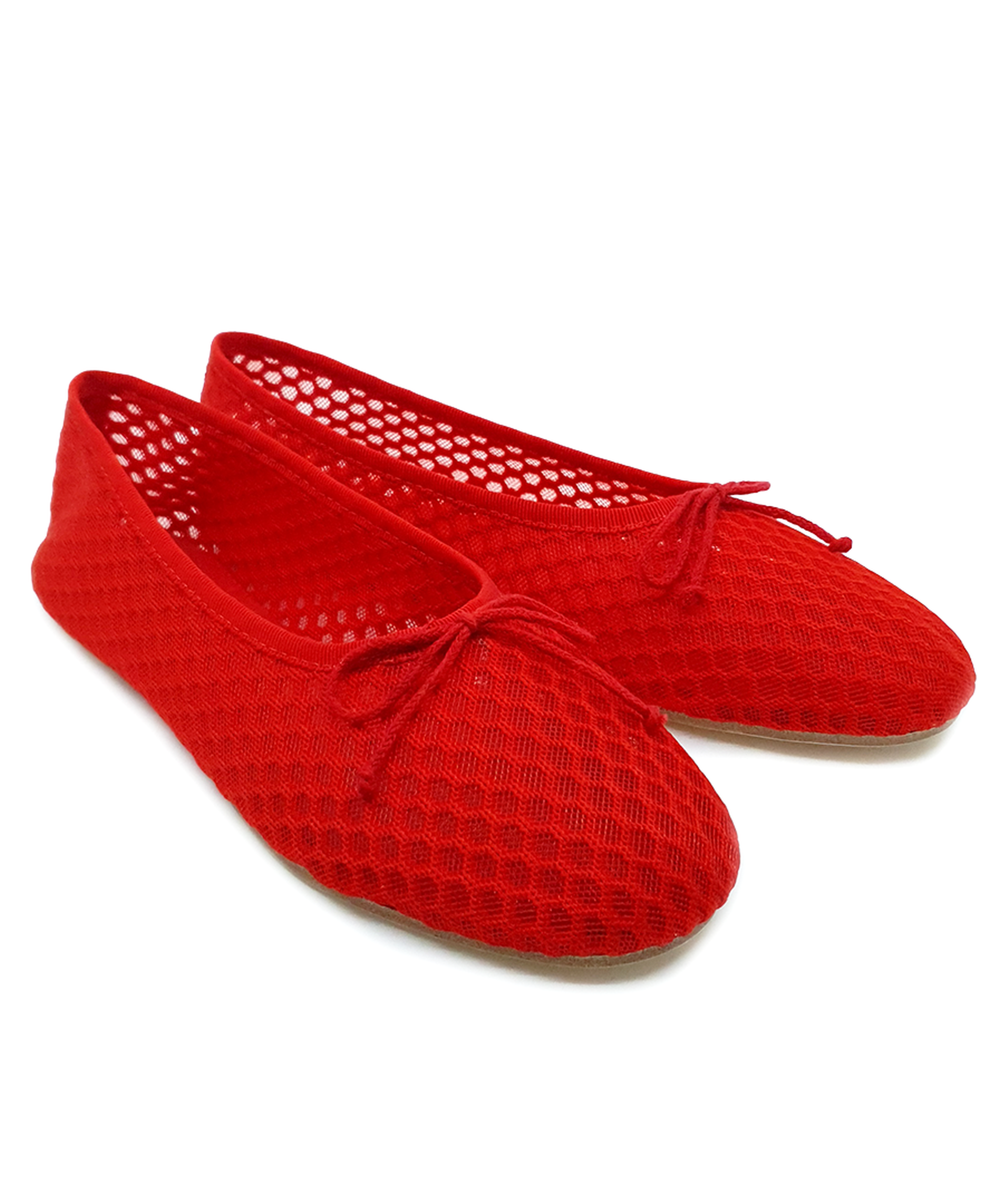Lora - Kırmızı File Barefoot Babet Ayakkabı