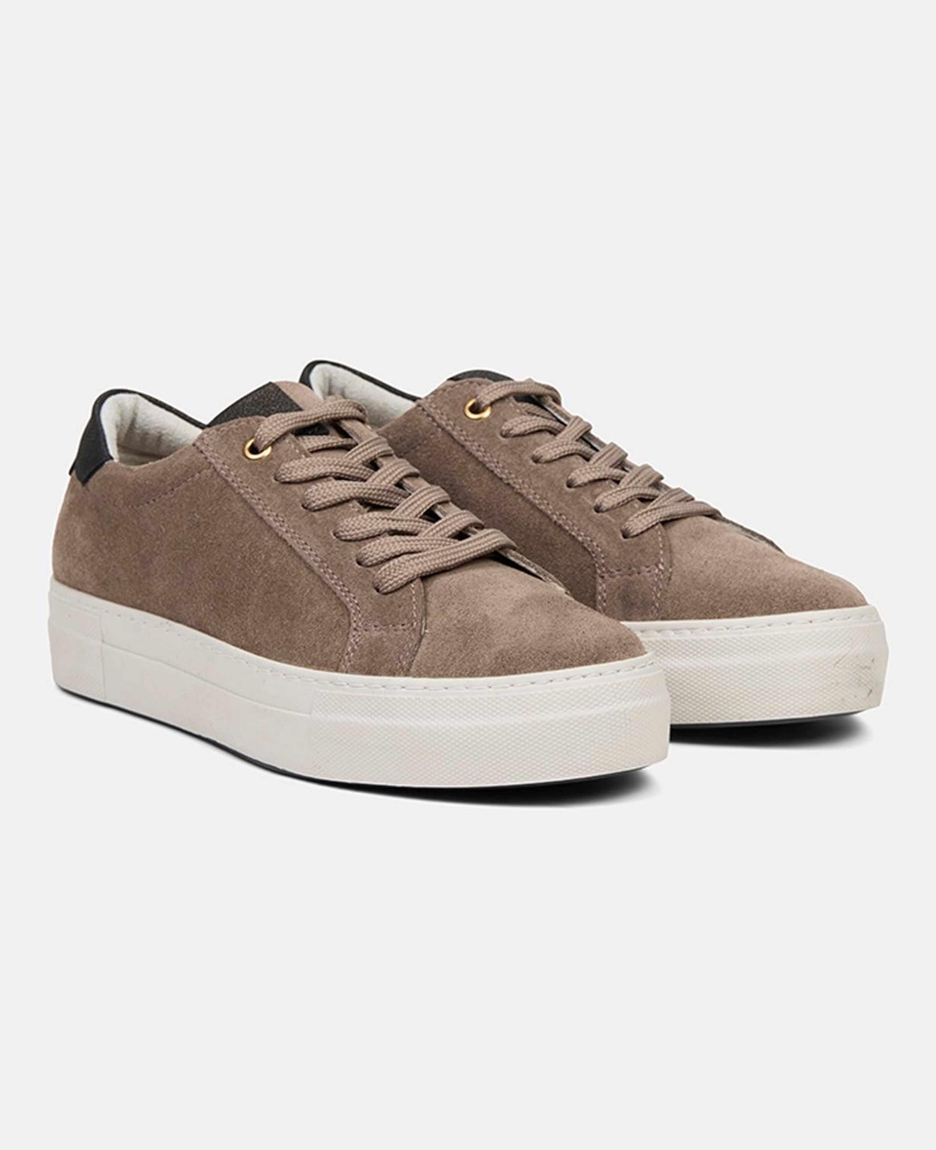 Kadın Vizon Bağcıklı Kalın Tabanlı Süet Deri Sneaker