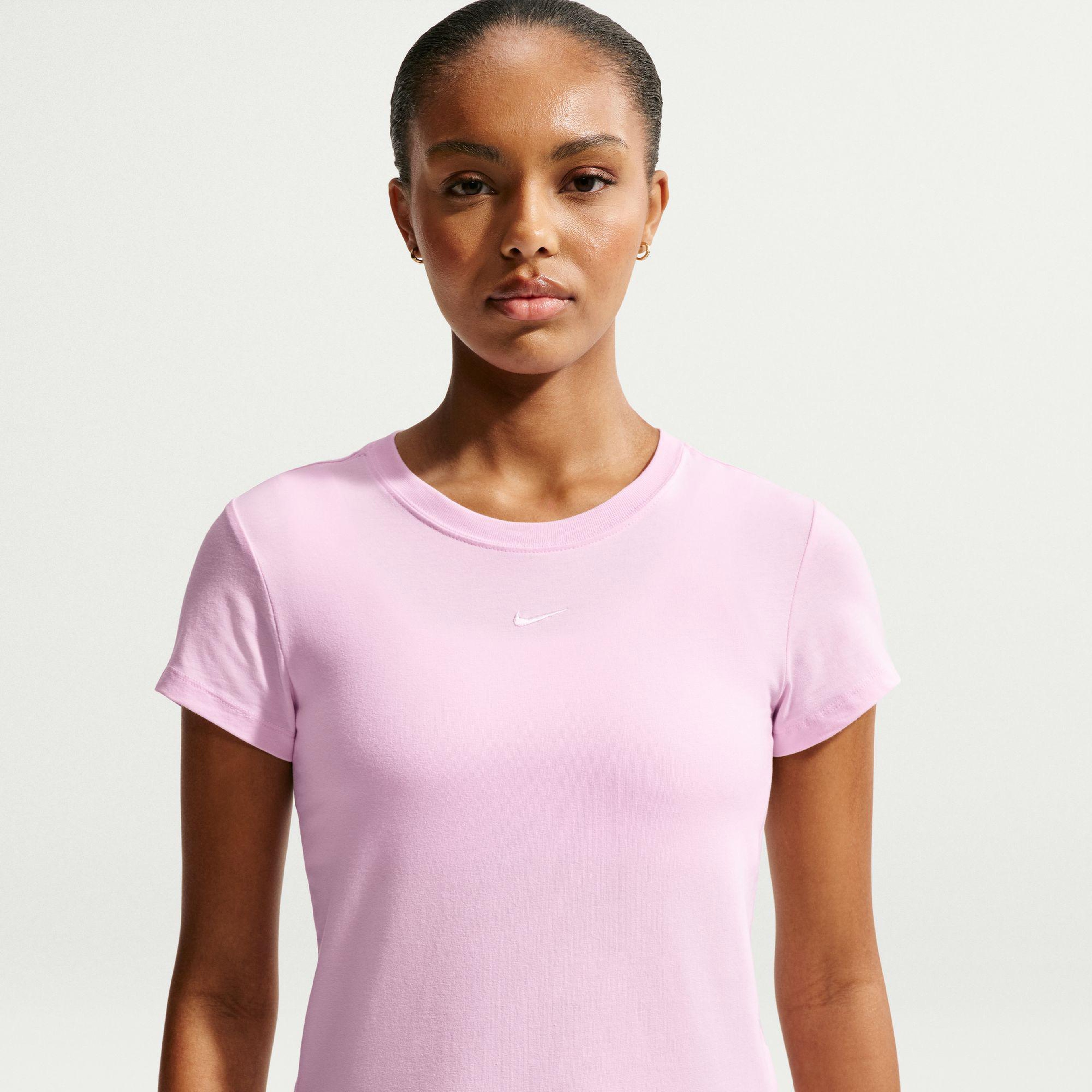 Nike Sportswear Chill Knit Mid-Rise Kadın Pembe T-Shirt