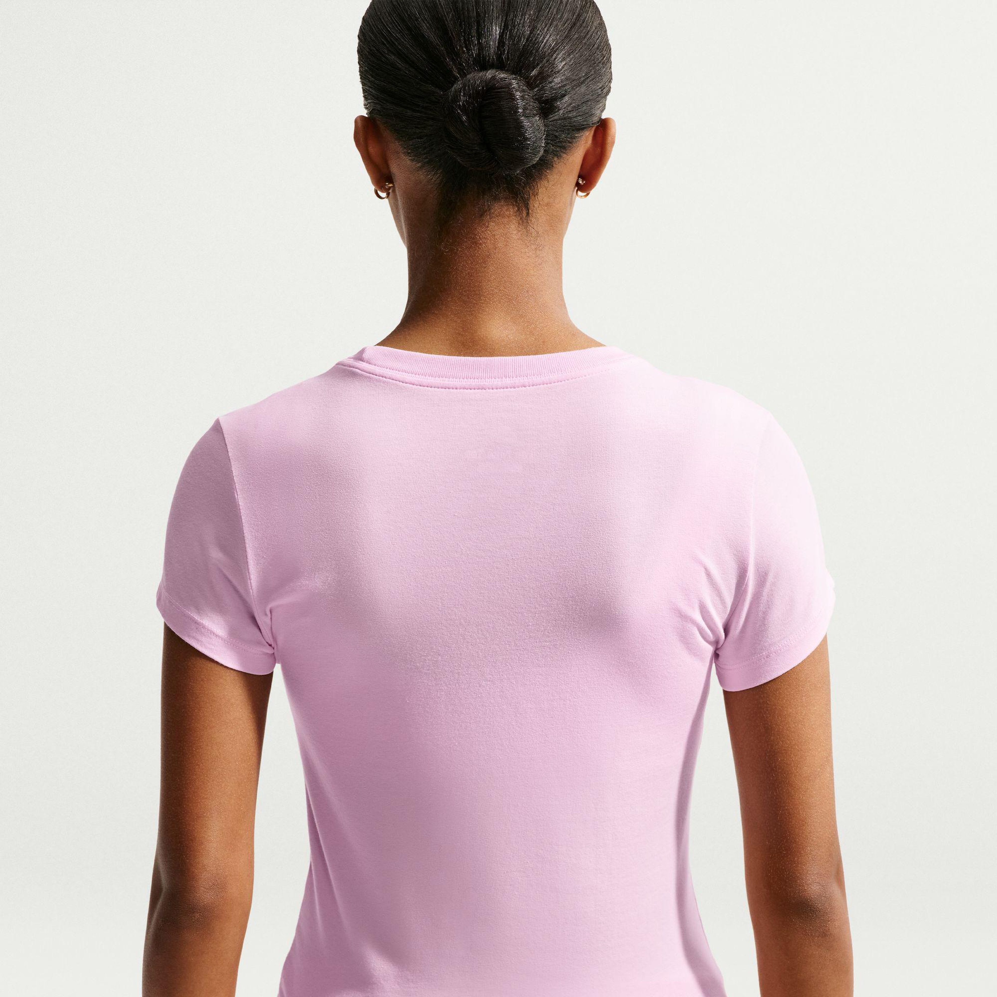 Nike Sportswear Chill Knit Mid-Rise Kadın Pembe T-Shirt