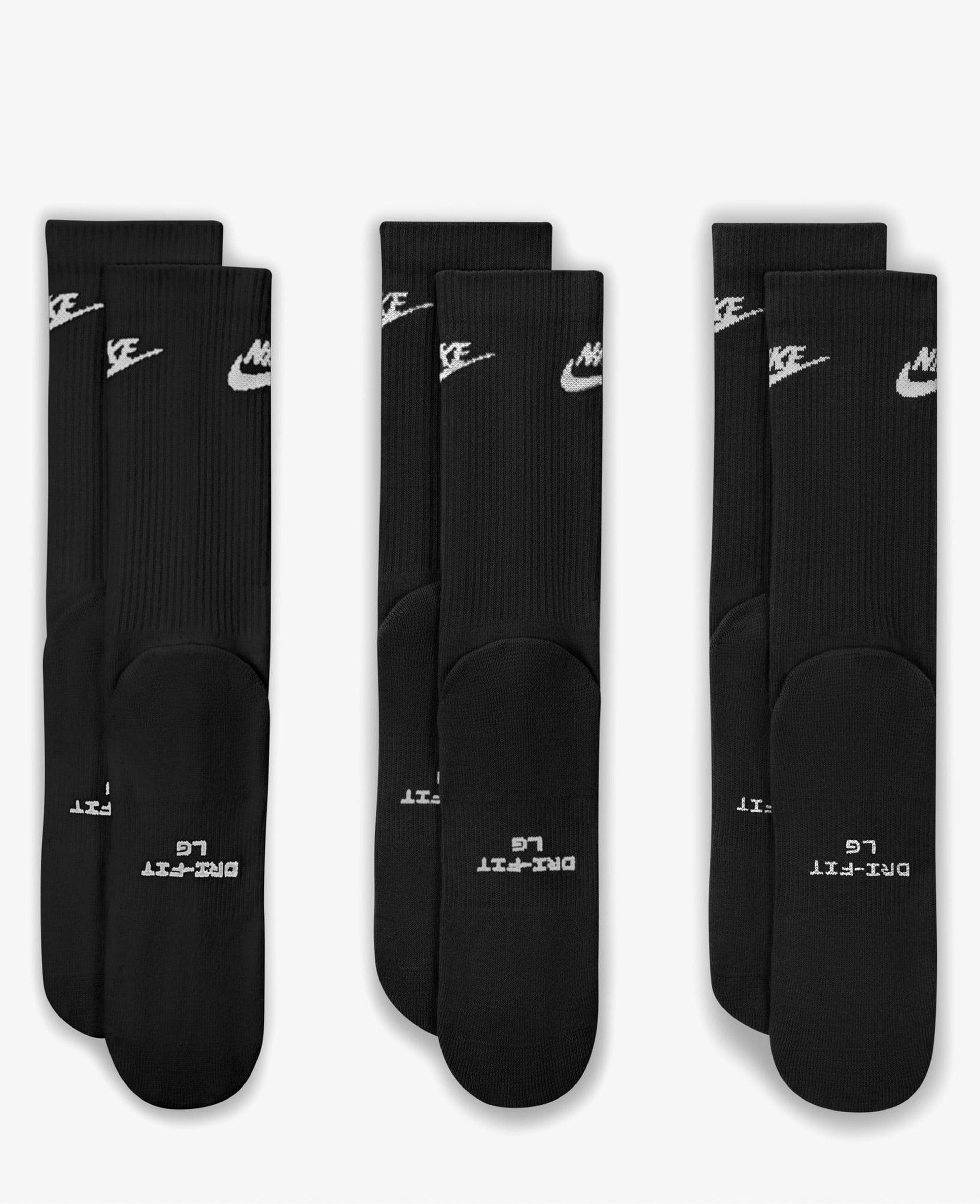 Nike Everyday Elevated 3'lü Unisex Siyah Çorap