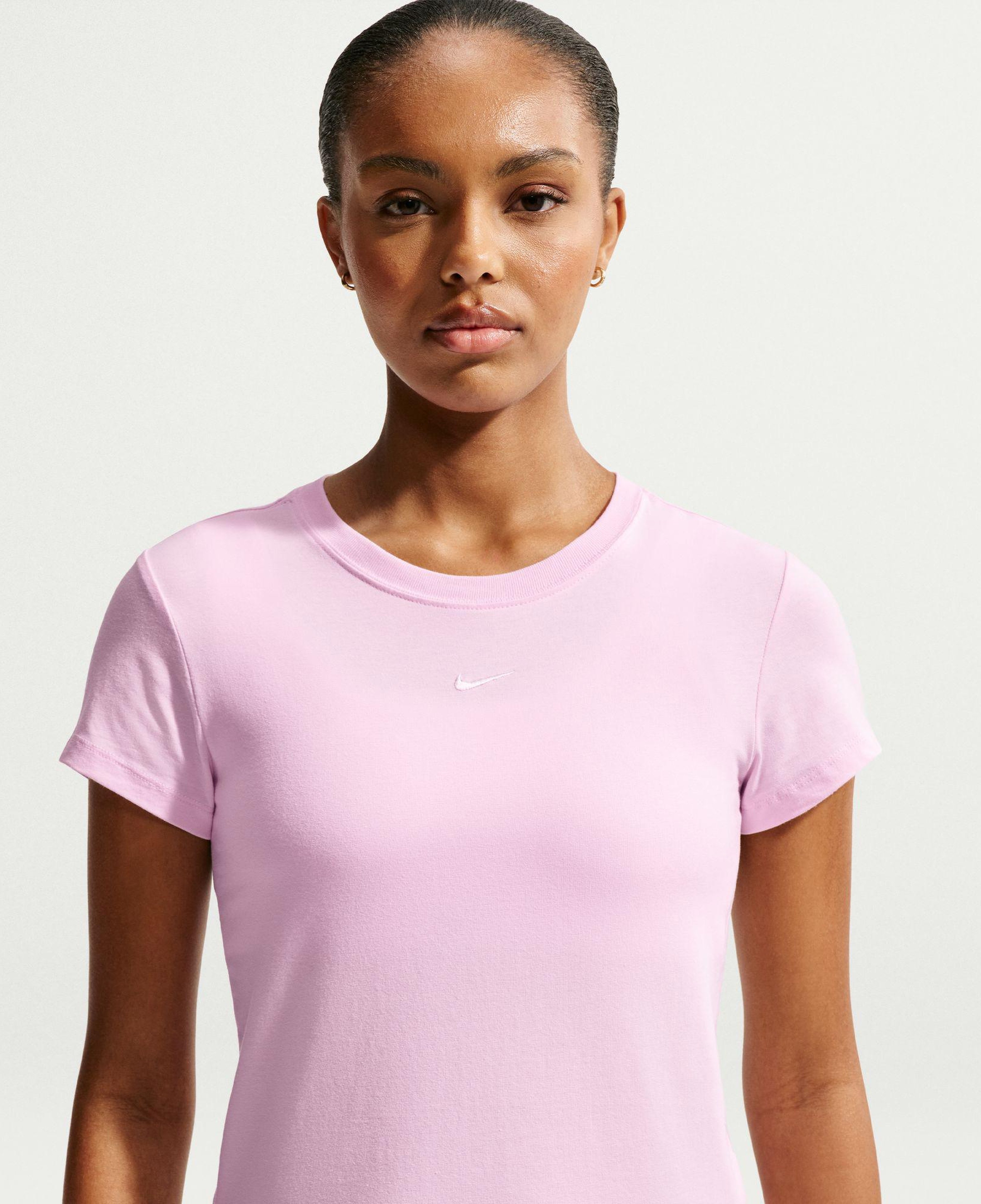 Nike Sportswear Chill Knit Mid-Rise Kadın Pembe T-Shirt