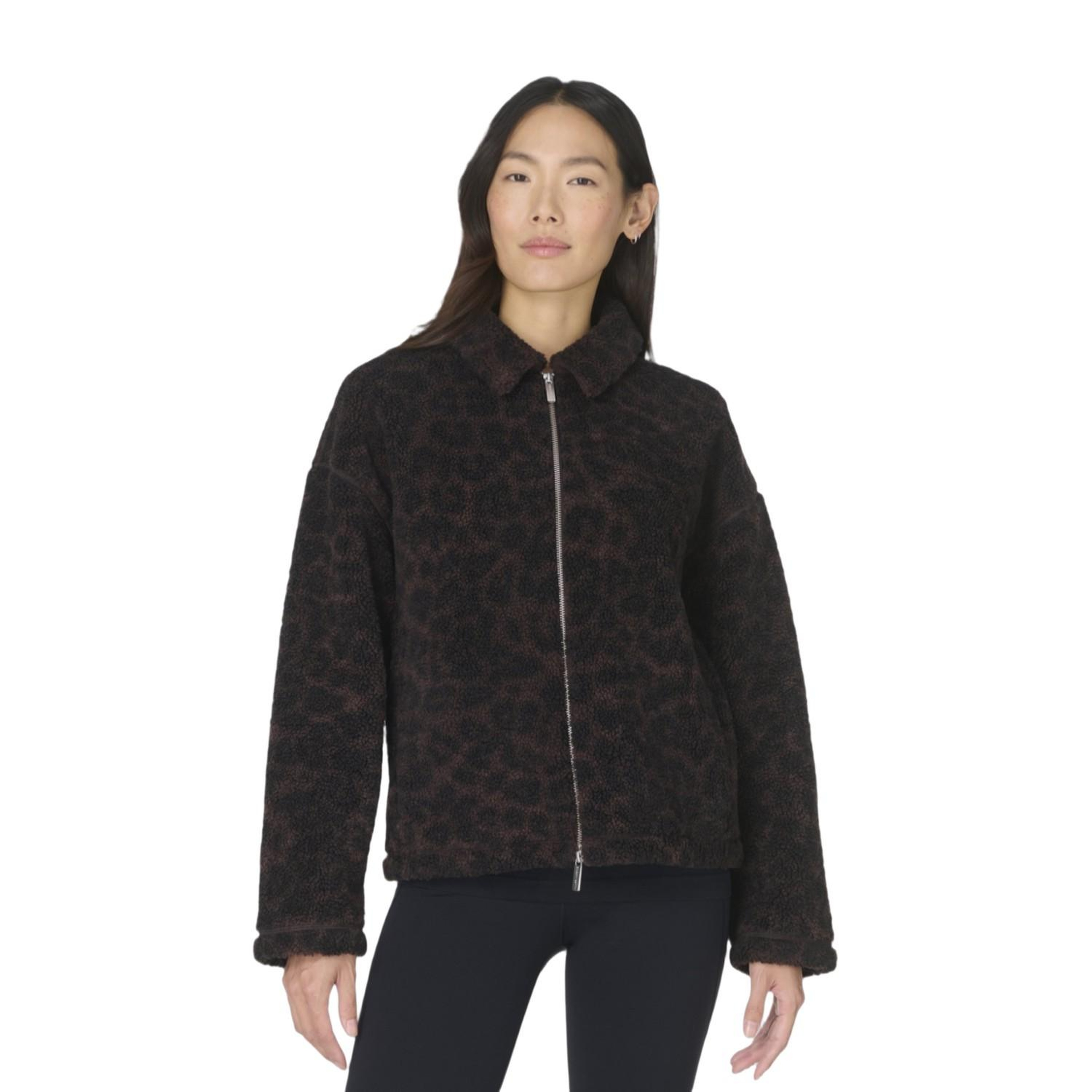 Sweaty Betty Plush Collared Fleece Kadın Kahverengi Polar