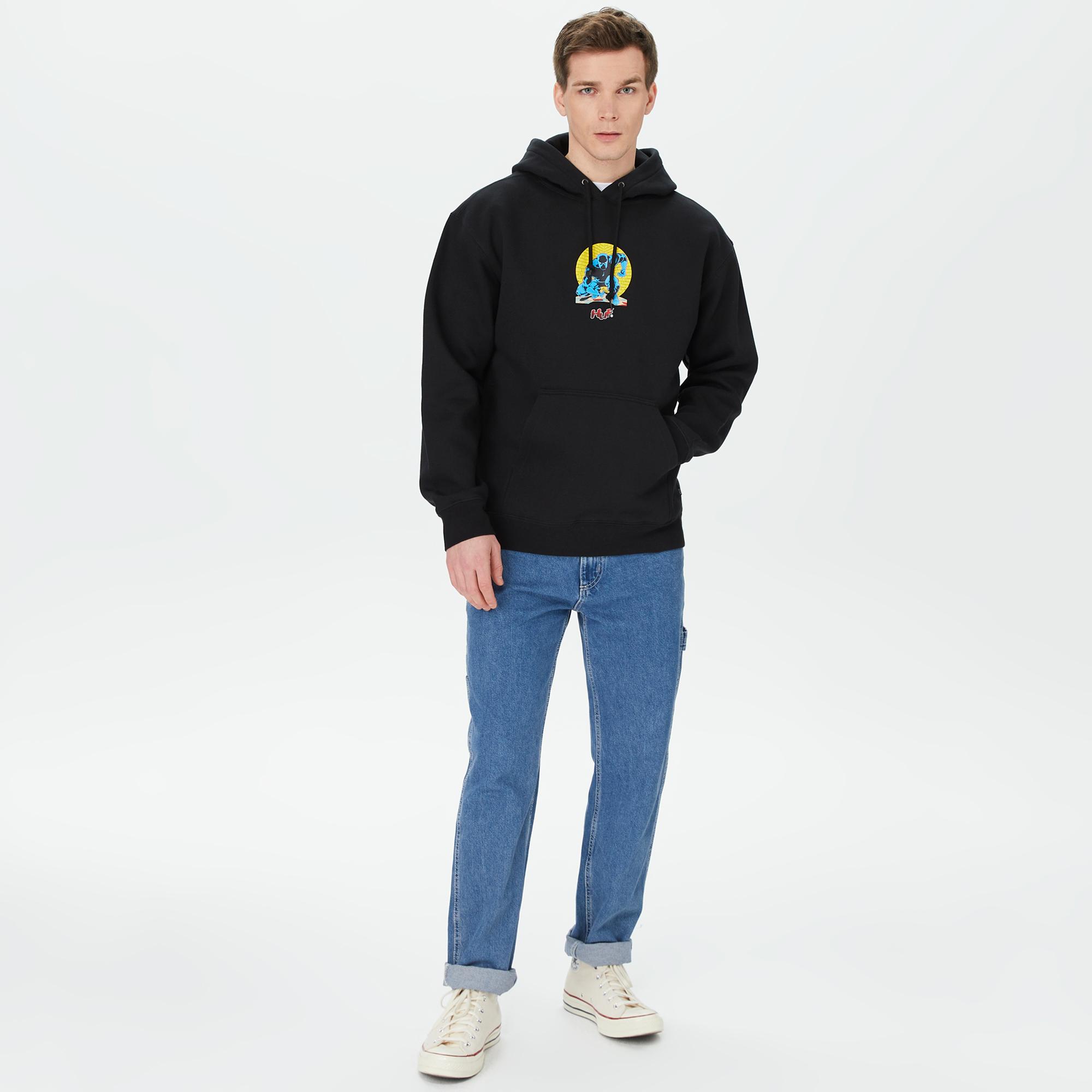 HUF Night Prowling Erkek Siyah Hoodie