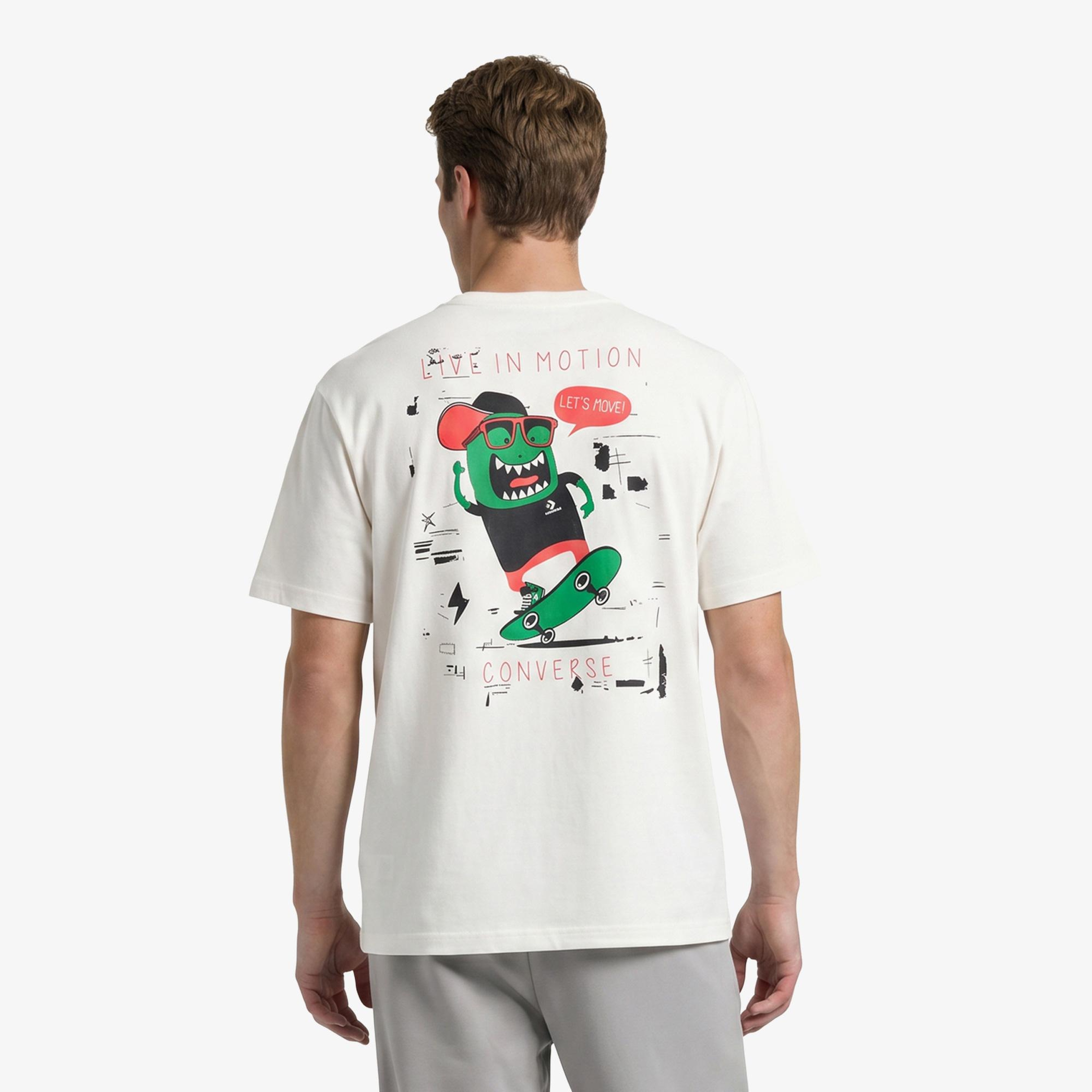 Converse Erkek Krem Grafik Baskılı T-Shirt