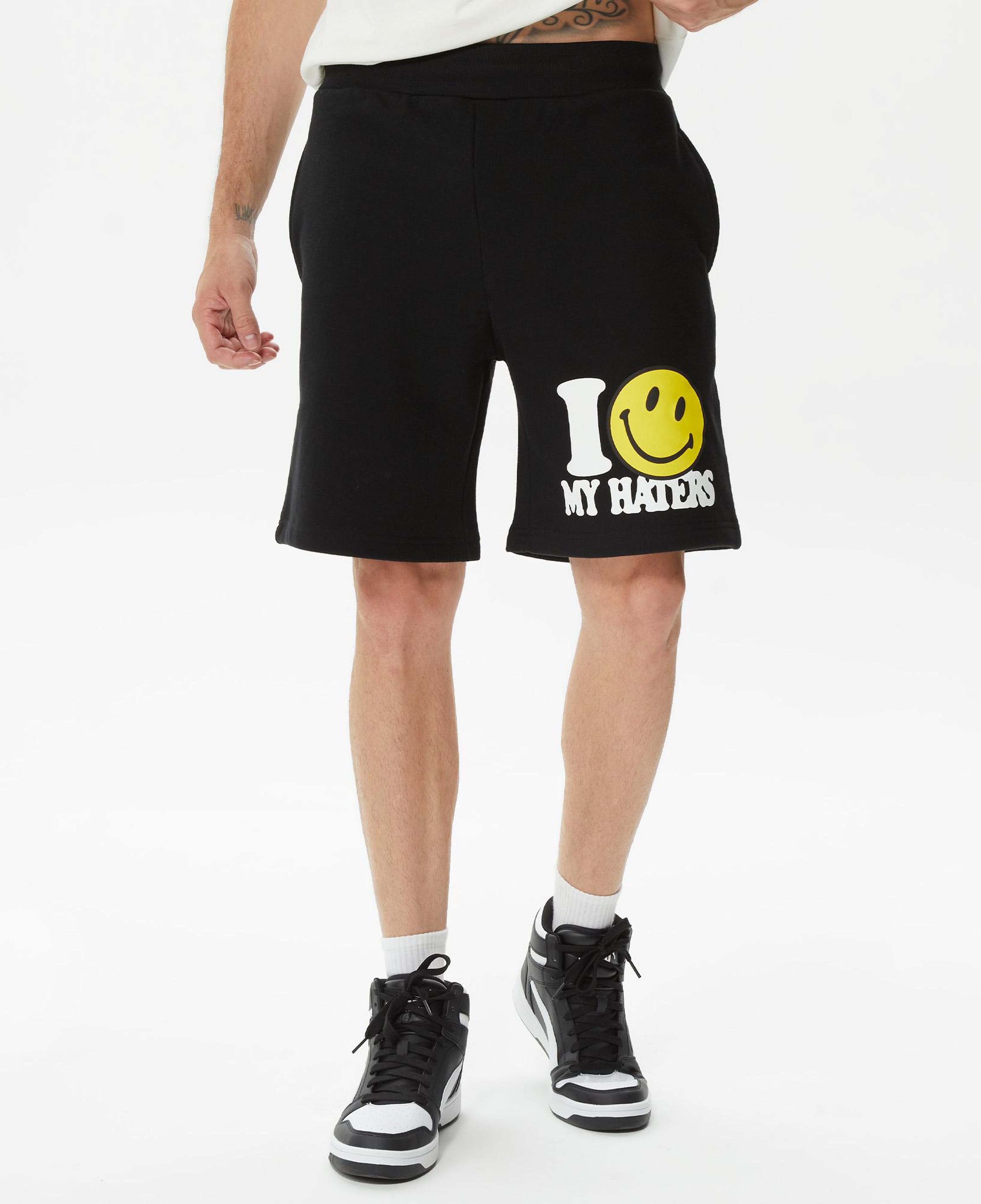 Market Smiley Haters Erkek Siyah Şort