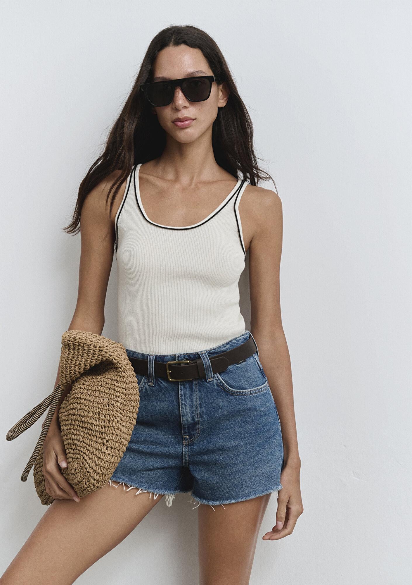 Mavi Cherry 90lar Puslu Koyu Mavi Jean Şort 1410022-89732