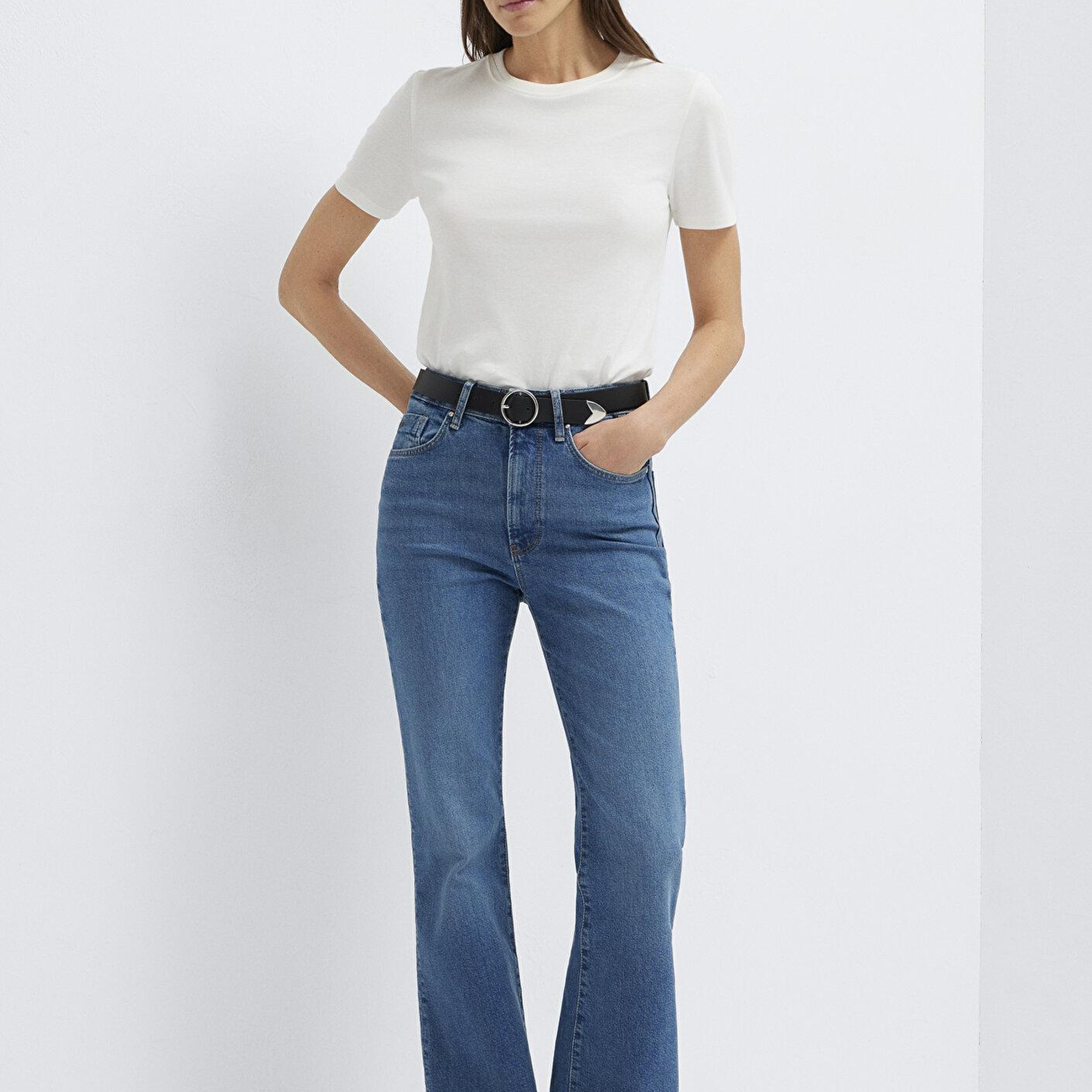 Mavi Ekru Tişört Slim Fit / Dar Kesim 1614181-70057