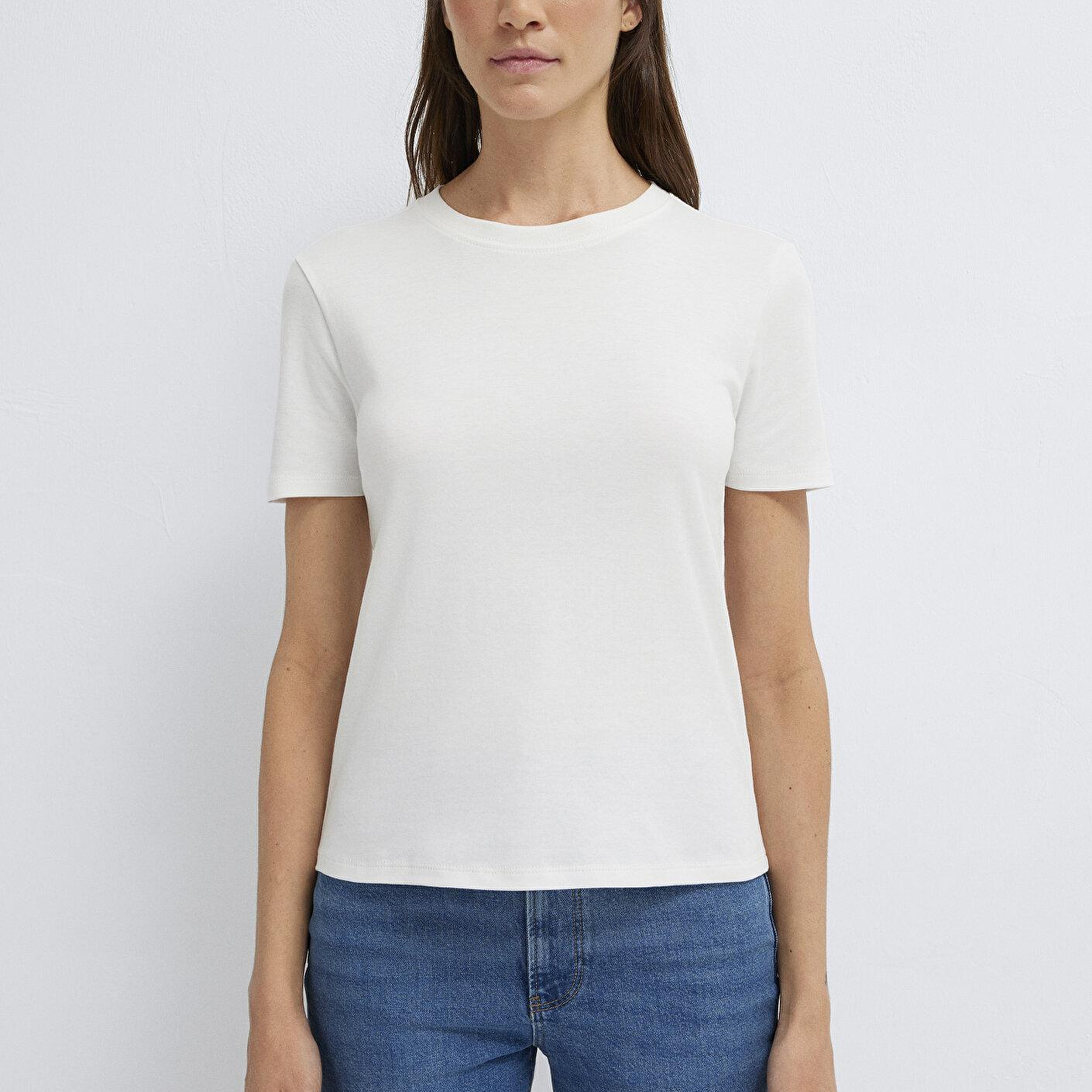 Mavi Ekru Tişört Slim Fit / Dar Kesim 1614181-70057