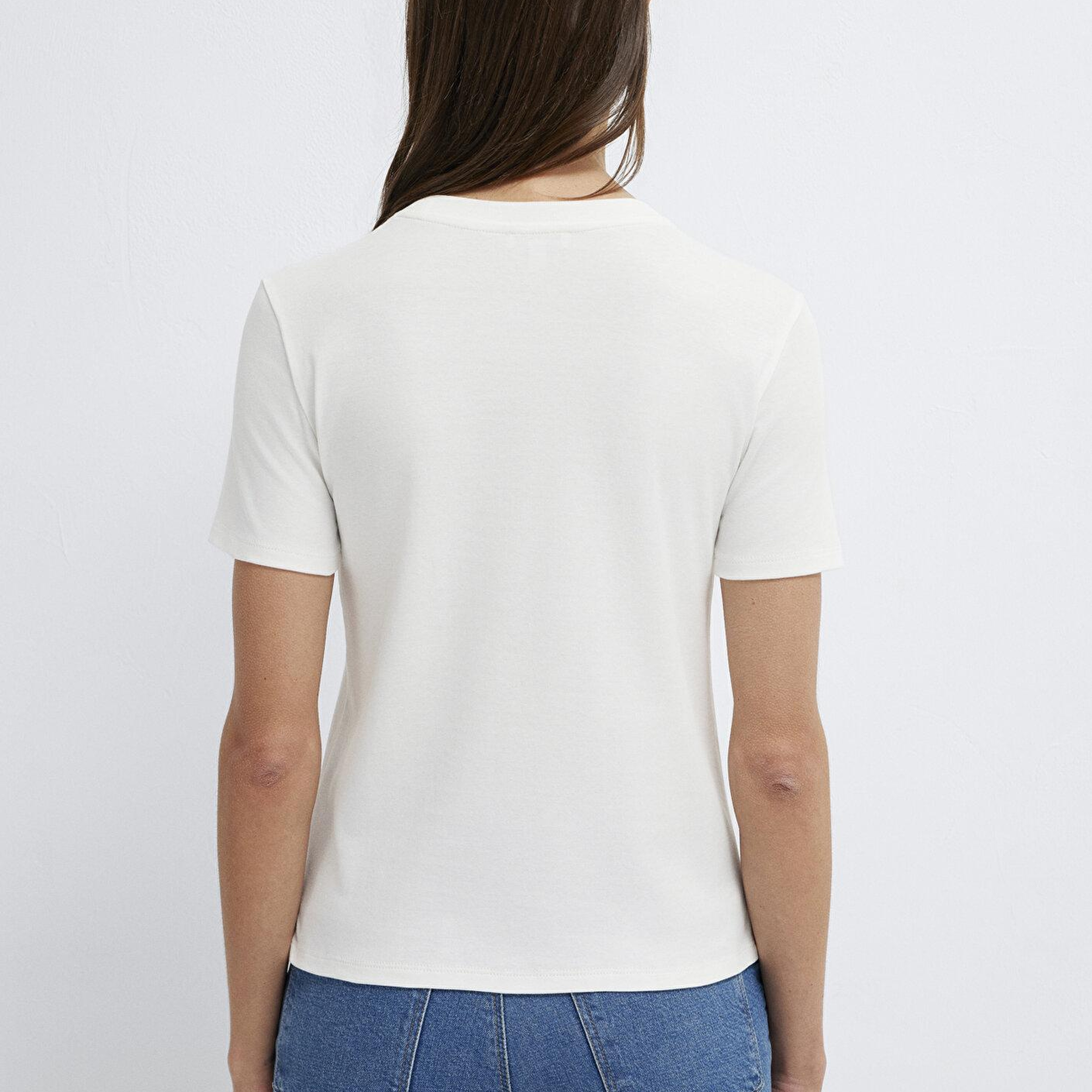 Mavi Ekru Tişört Slim Fit / Dar Kesim 1614181-70057