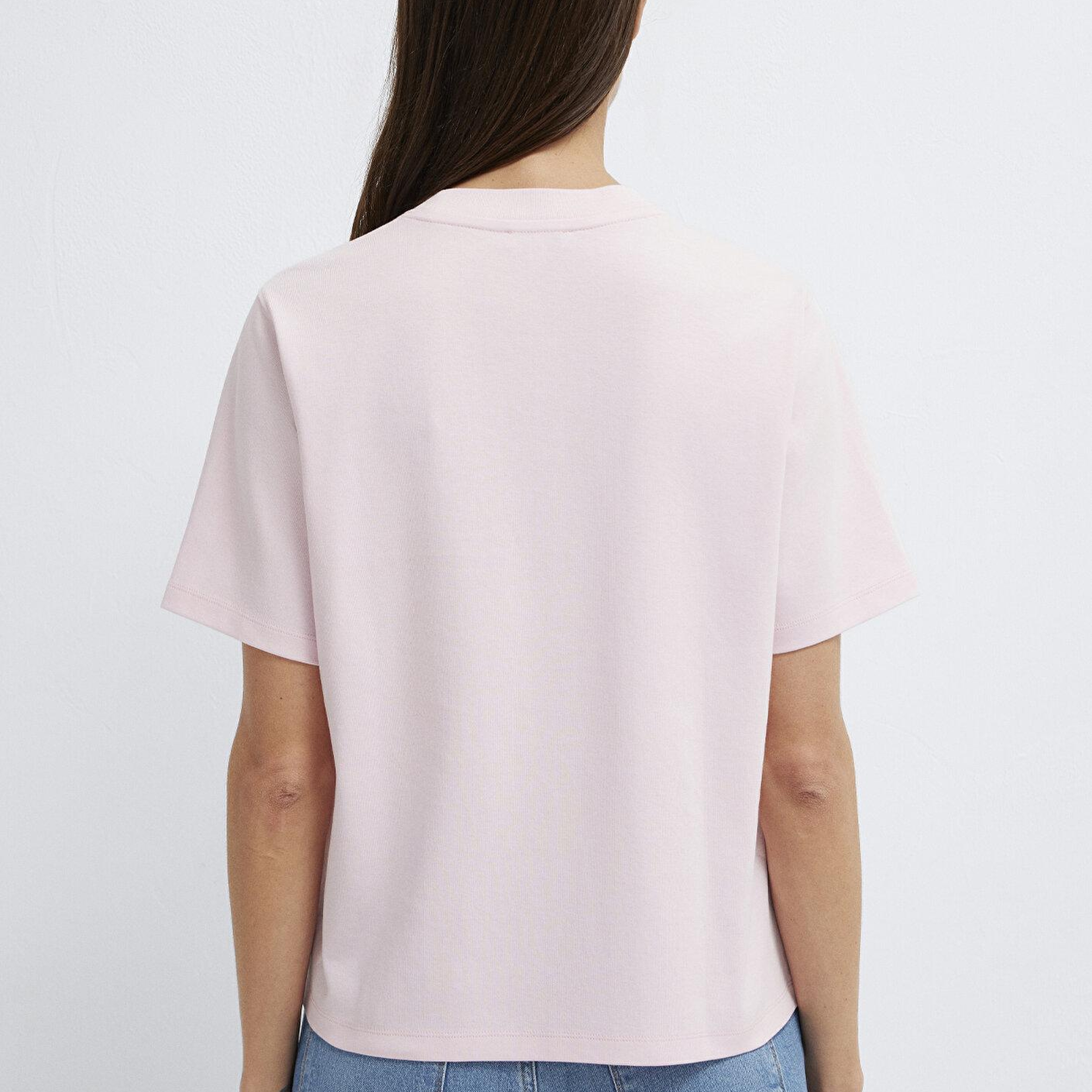 Mavi Pembe Tişört Loose Fit / Bol Rahat Kesim 1613820-89200