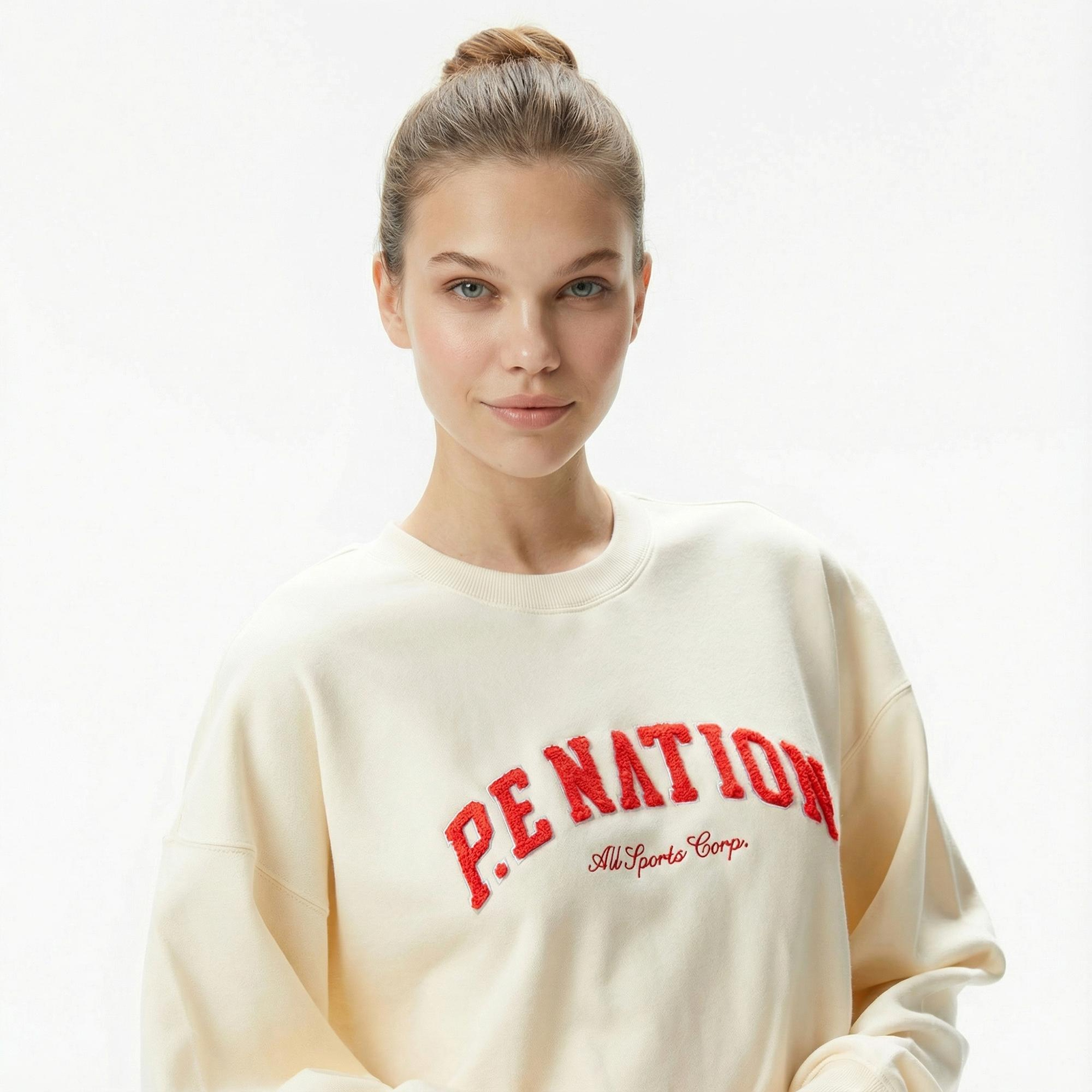 P.E Nation Heritage Kadın Krem Rengi Sweatshirt