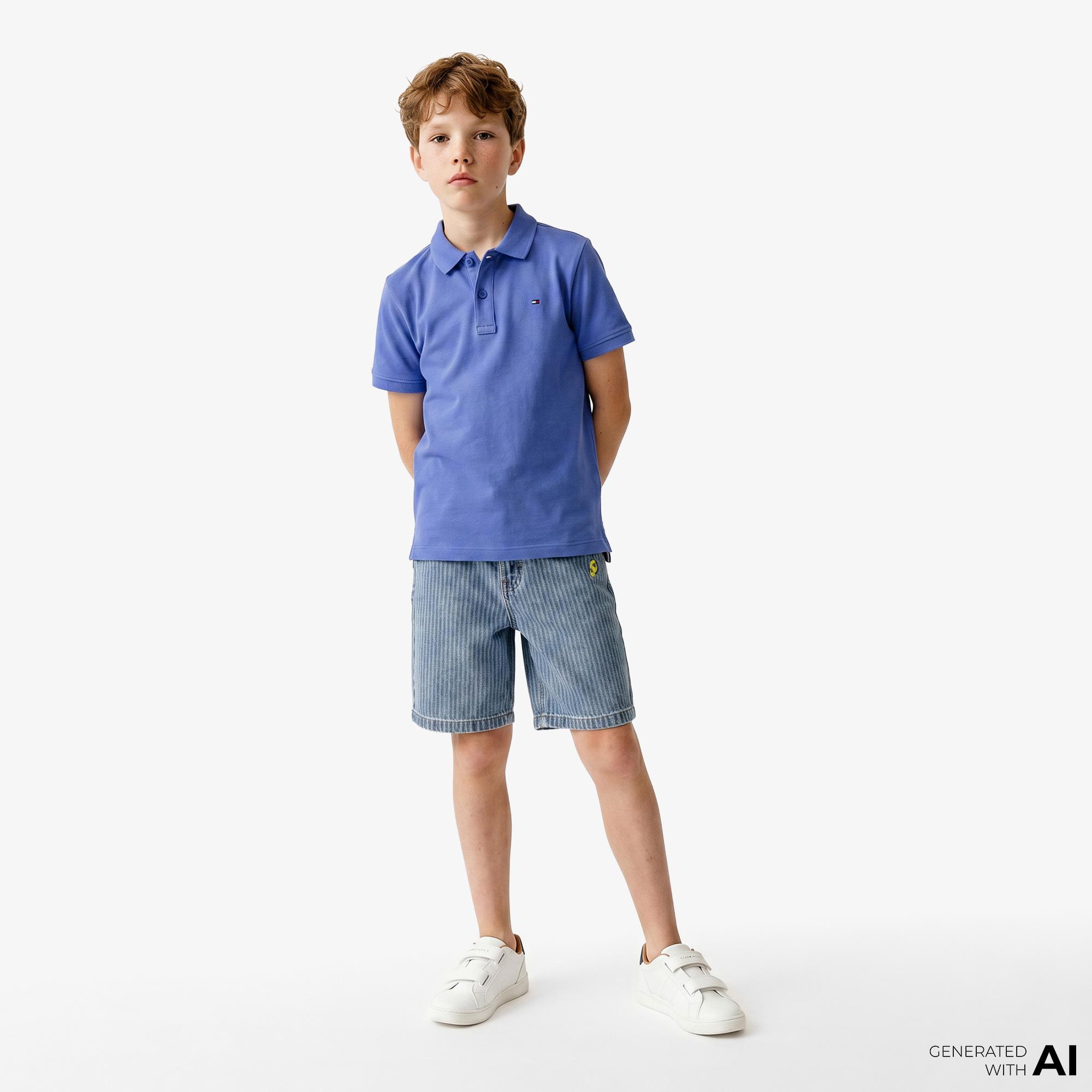 Tommy Hilfiger Essentials Çocuk Mavi Polo Yaka T-Shirt