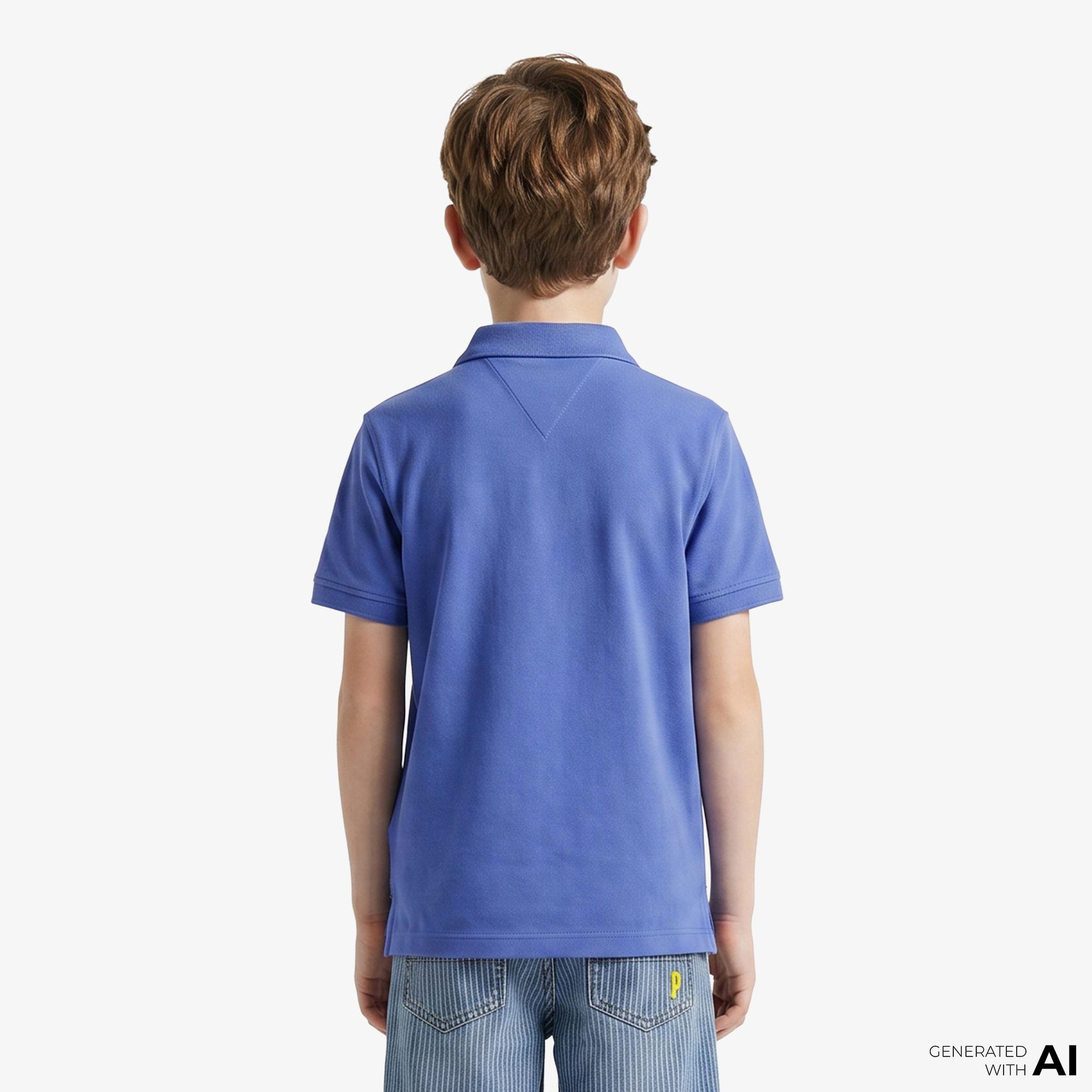 Tommy Hilfiger Essentials Çocuk Mavi Polo Yaka T-Shirt