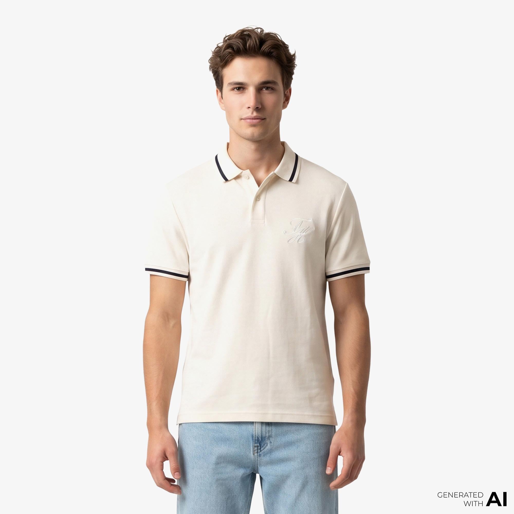 Tommy Hilfiger Country Club Erkek Krem Rengi Polo Yaka T-Shirt