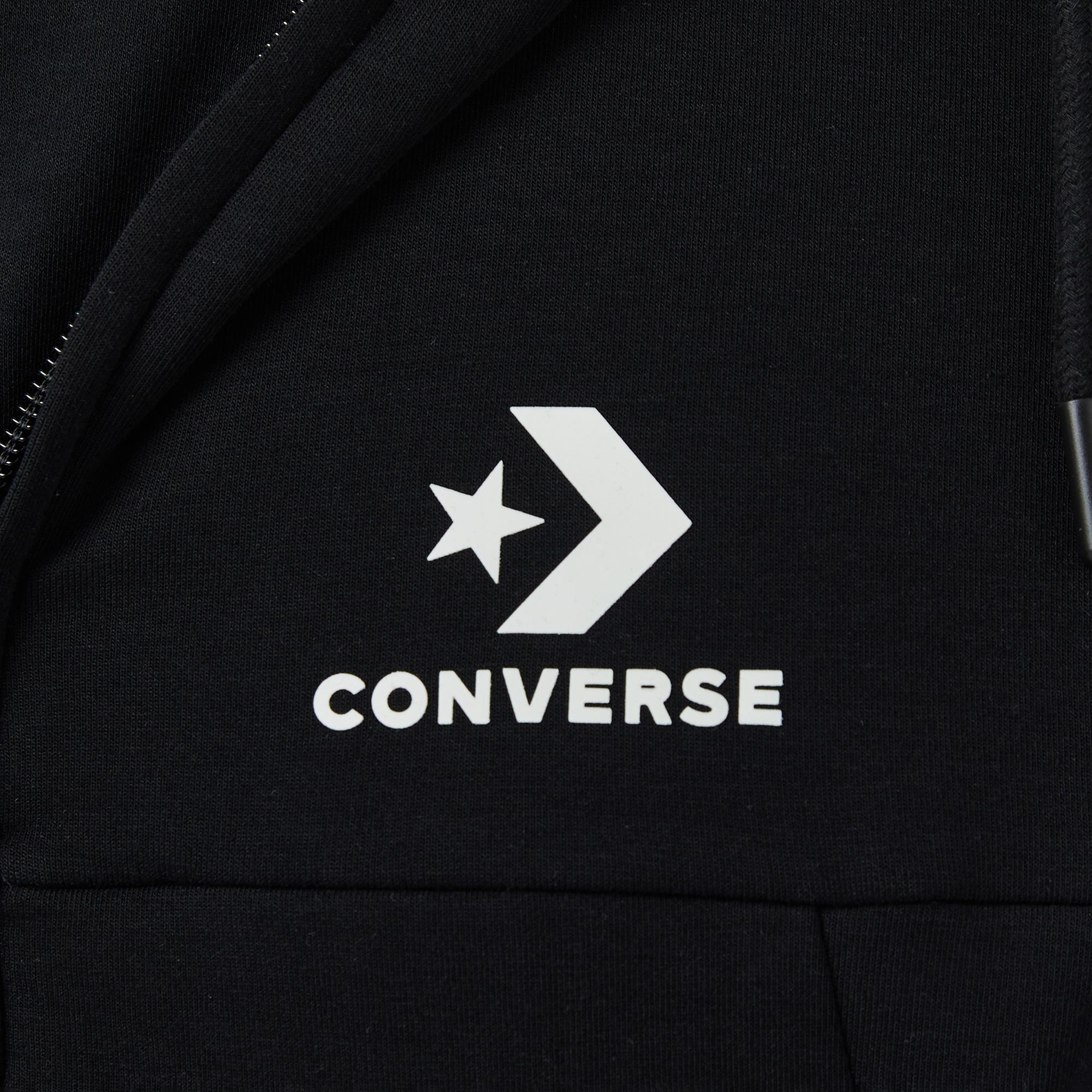 Converse Star Chevron Baskılı Regular Fit Erkek Siyah Hoodie