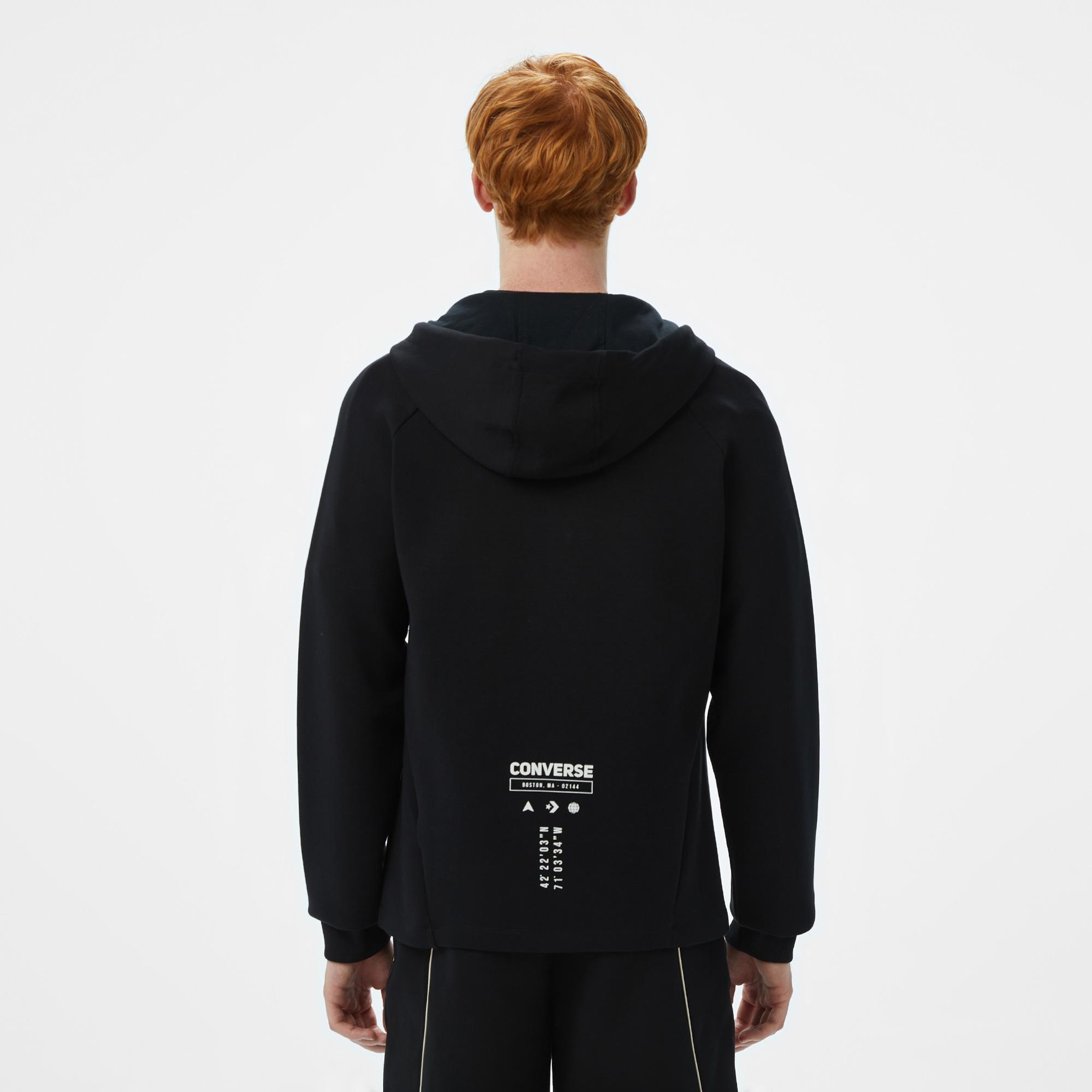 Converse Star Chevron Baskılı Regular Fit Erkek Siyah Hoodie