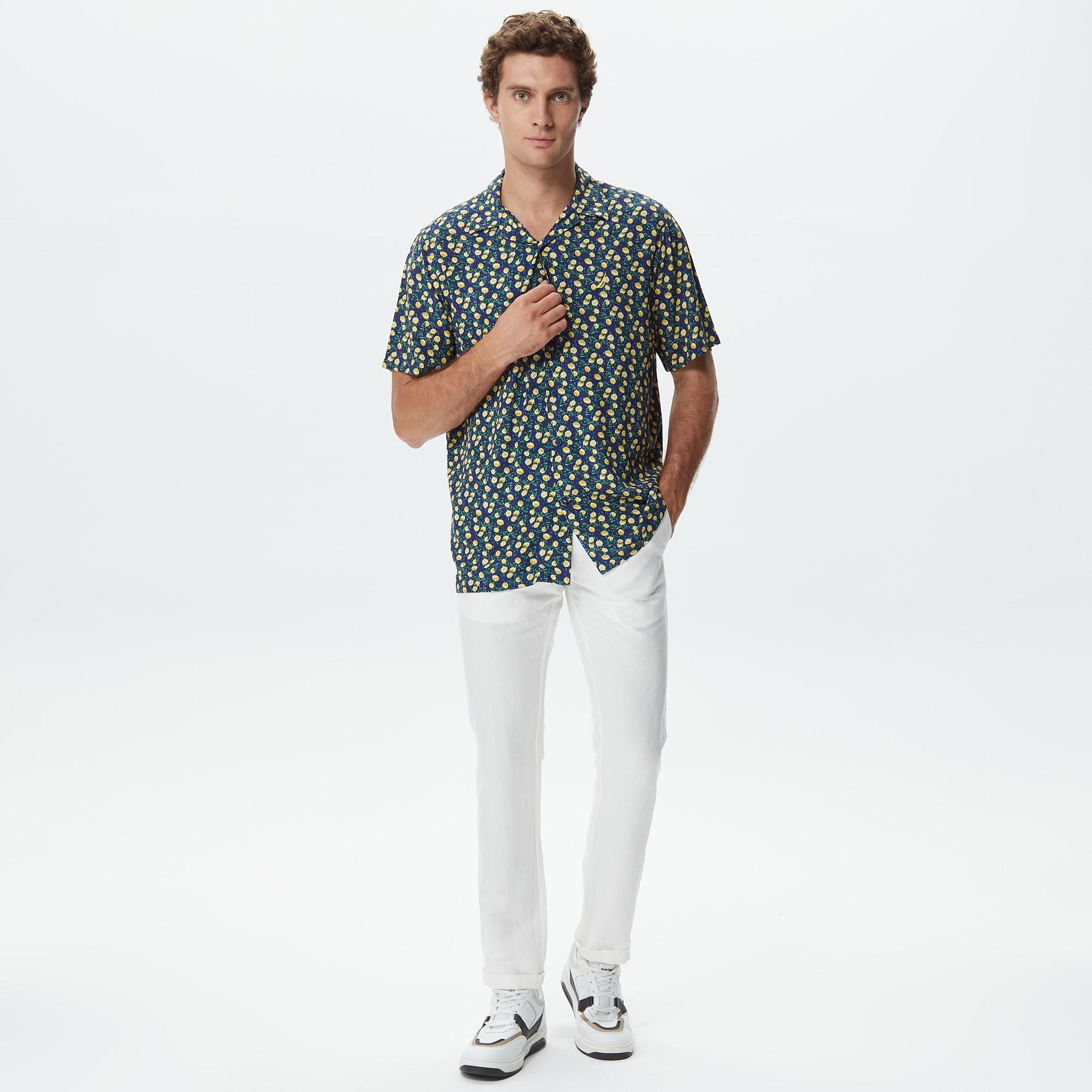 Nautica Erkek Lacivert Classic Fit Kısa Kollu Gömlek