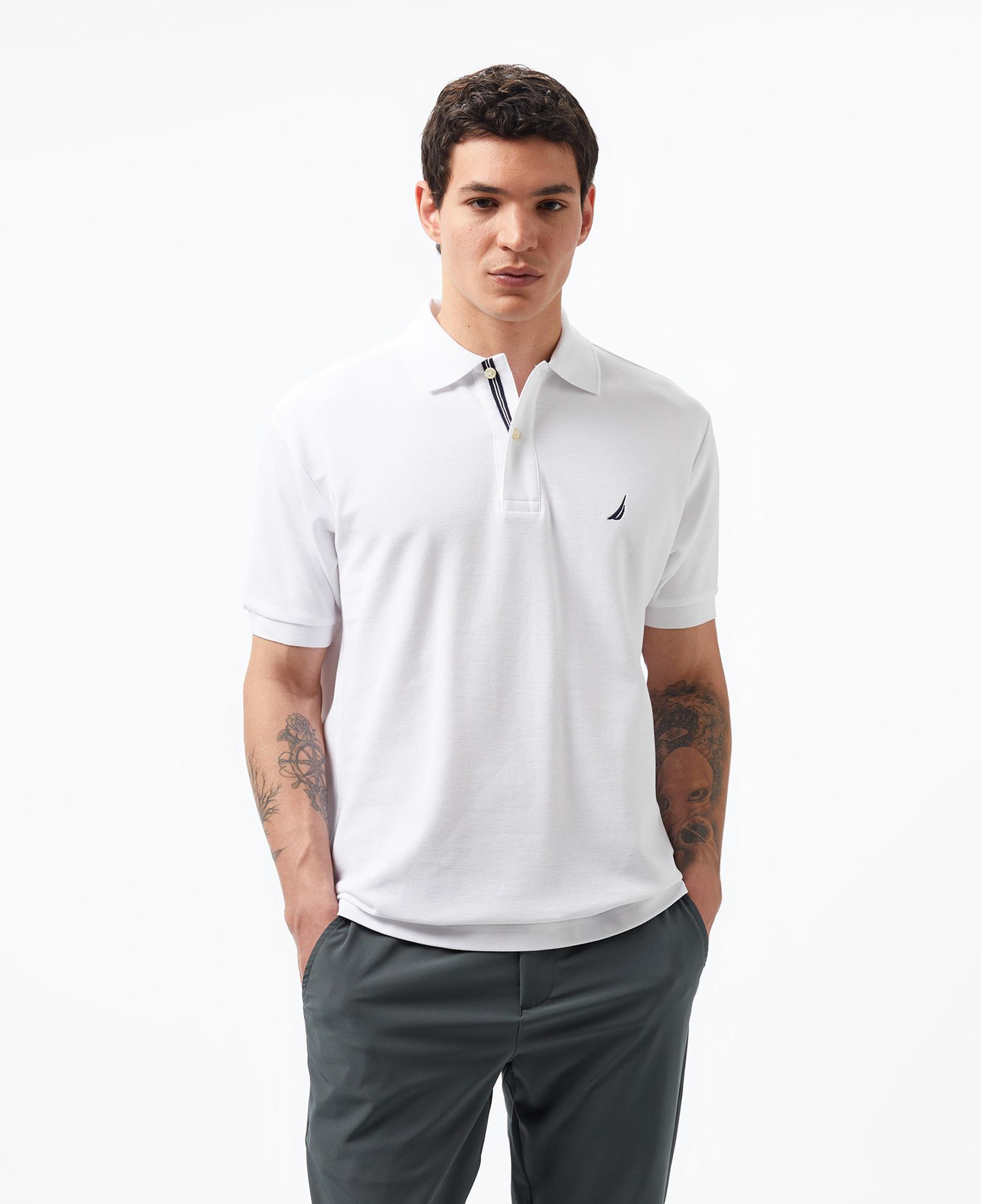 Nautica Erkek Classic Fit Beyaz Kısa Kollu Polo Yaka T-Shirt
